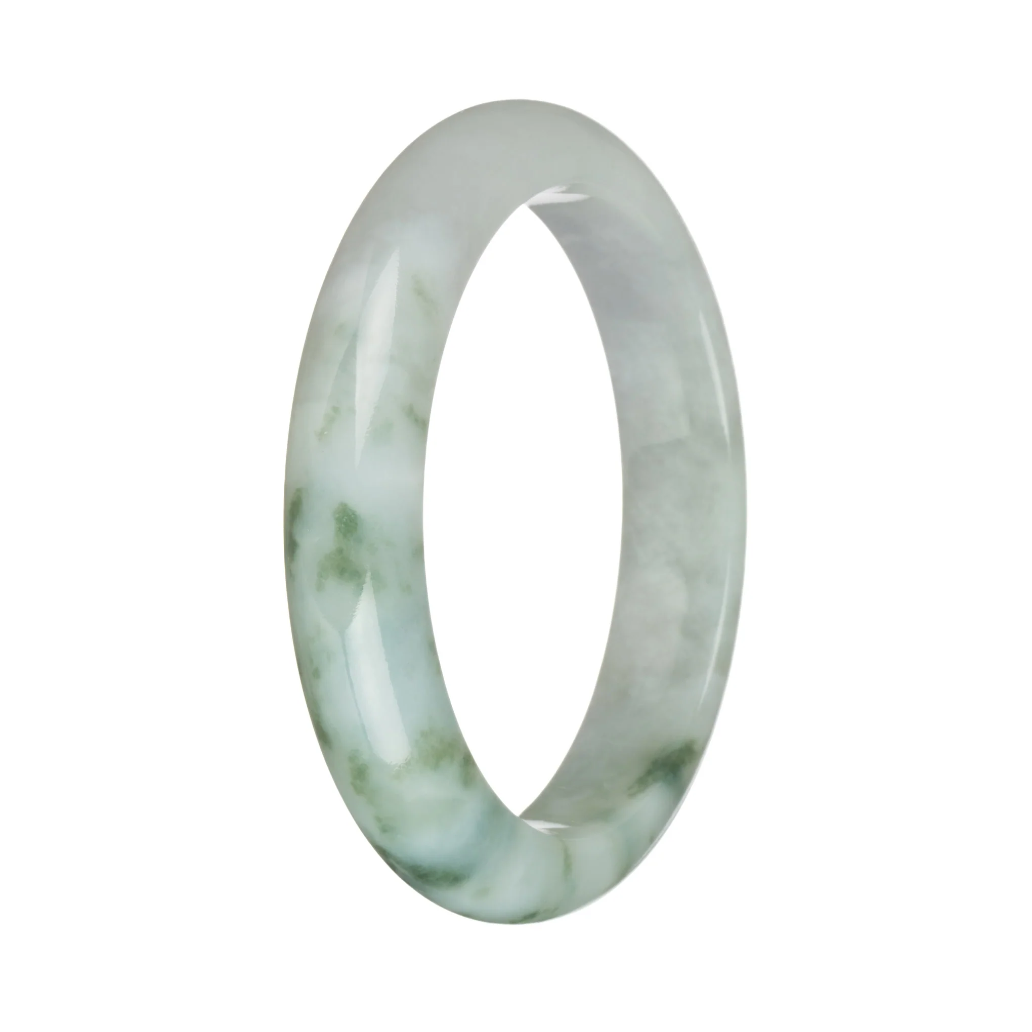 58.7mm White and Green Patterns Jade Bangle Bracelet - Image 5
