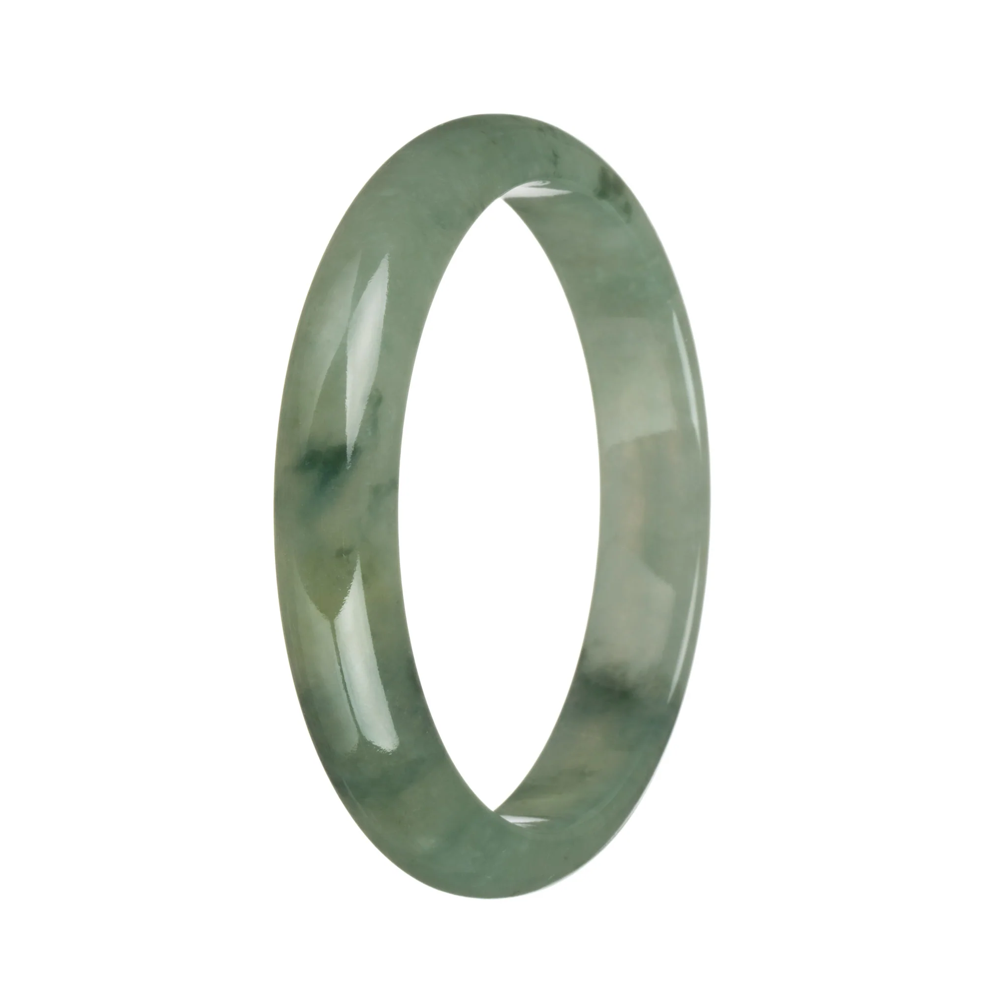 60.5mm Green with Deep Green Patterns Jade Bangle Bracelet - Image 3