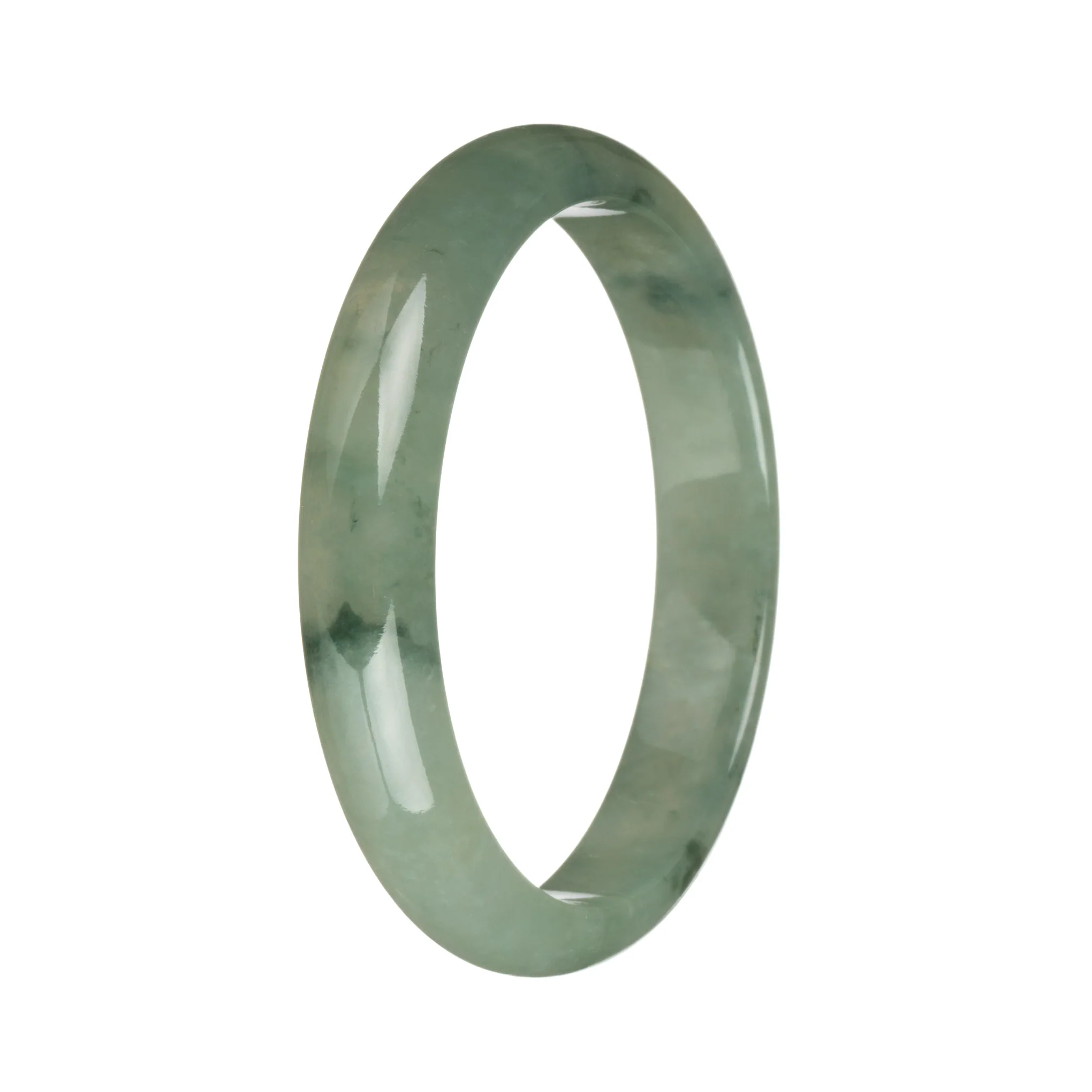 60.5mm Green with Deep Green Patterns Jade Bangle Bracelet - Image 4