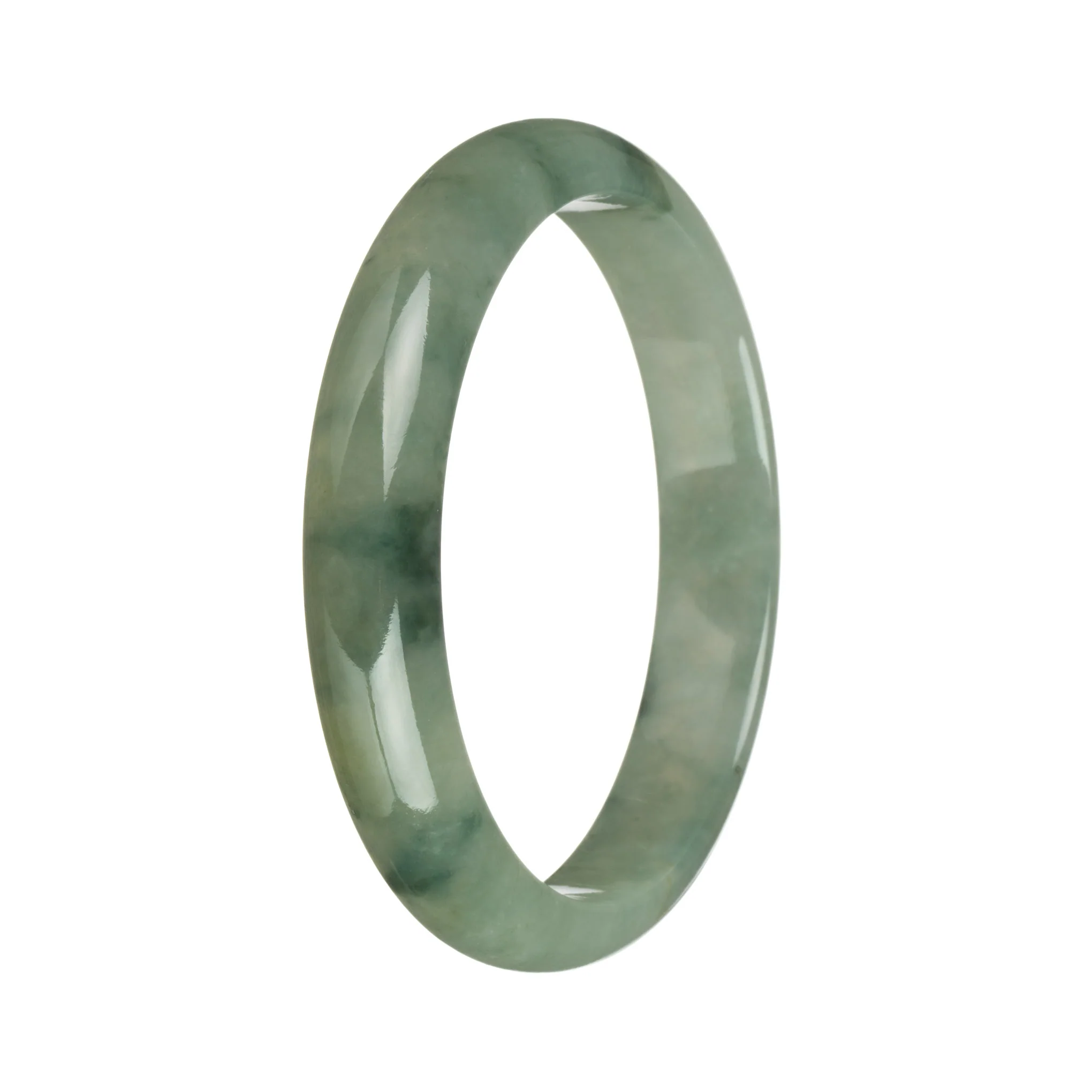 60.5mm Green with Deep Green Patterns Jade Bangle Bracelet - Image 5