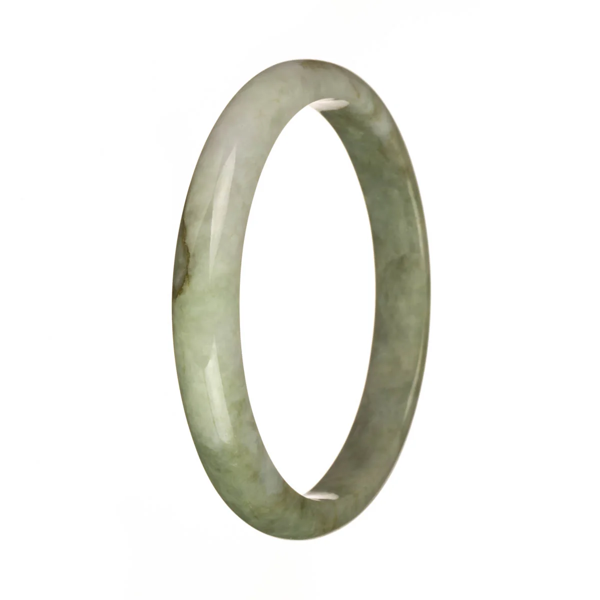 77.6mm Olive Green and White with Brown Patches Jade Bangle Bracelet - Image 2
