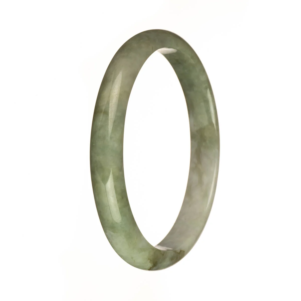 77.6mm Olive Green and White with Brown Patches Jade Bangle Bracelet - Image 3