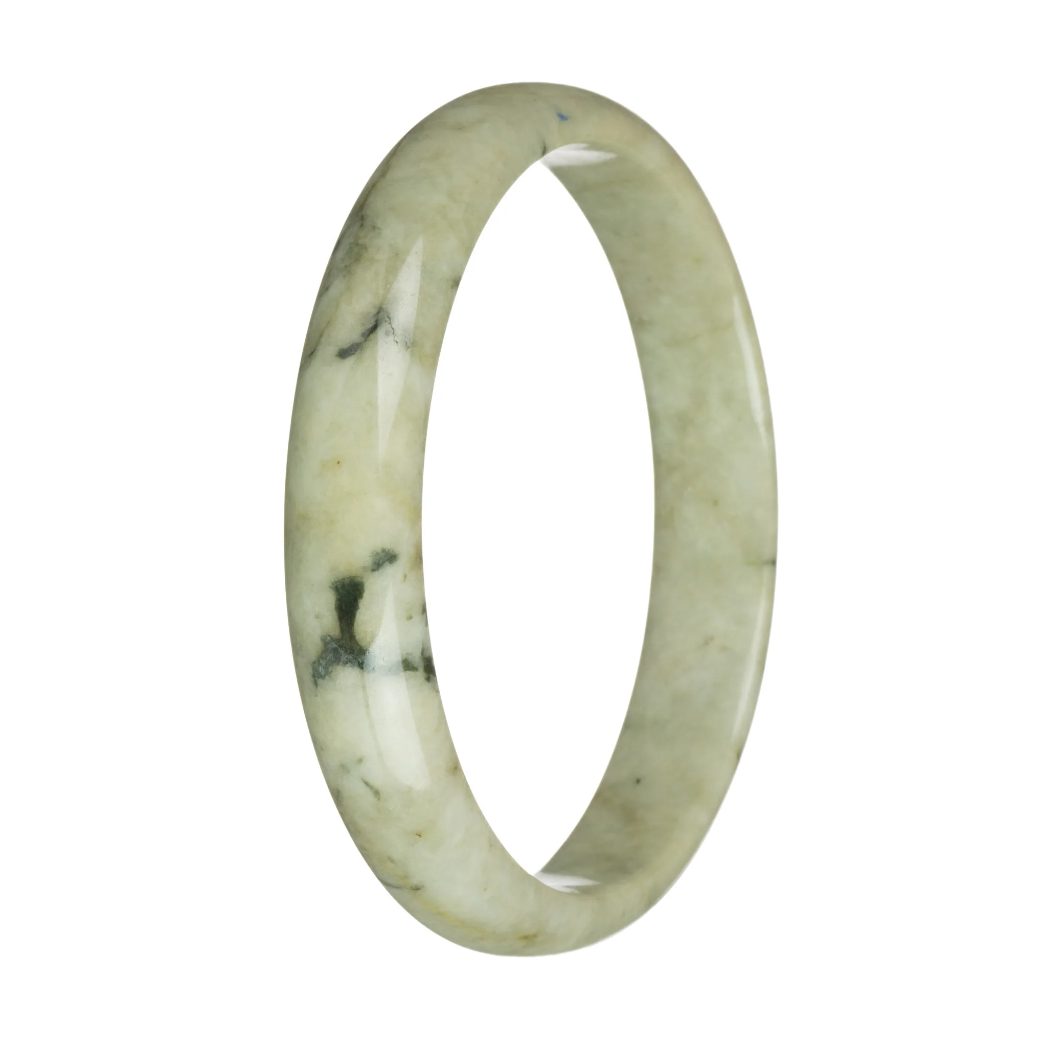 78.5mm Olive Green with Dark Green Patterns Jade Bangle Bracelet - Image 2
