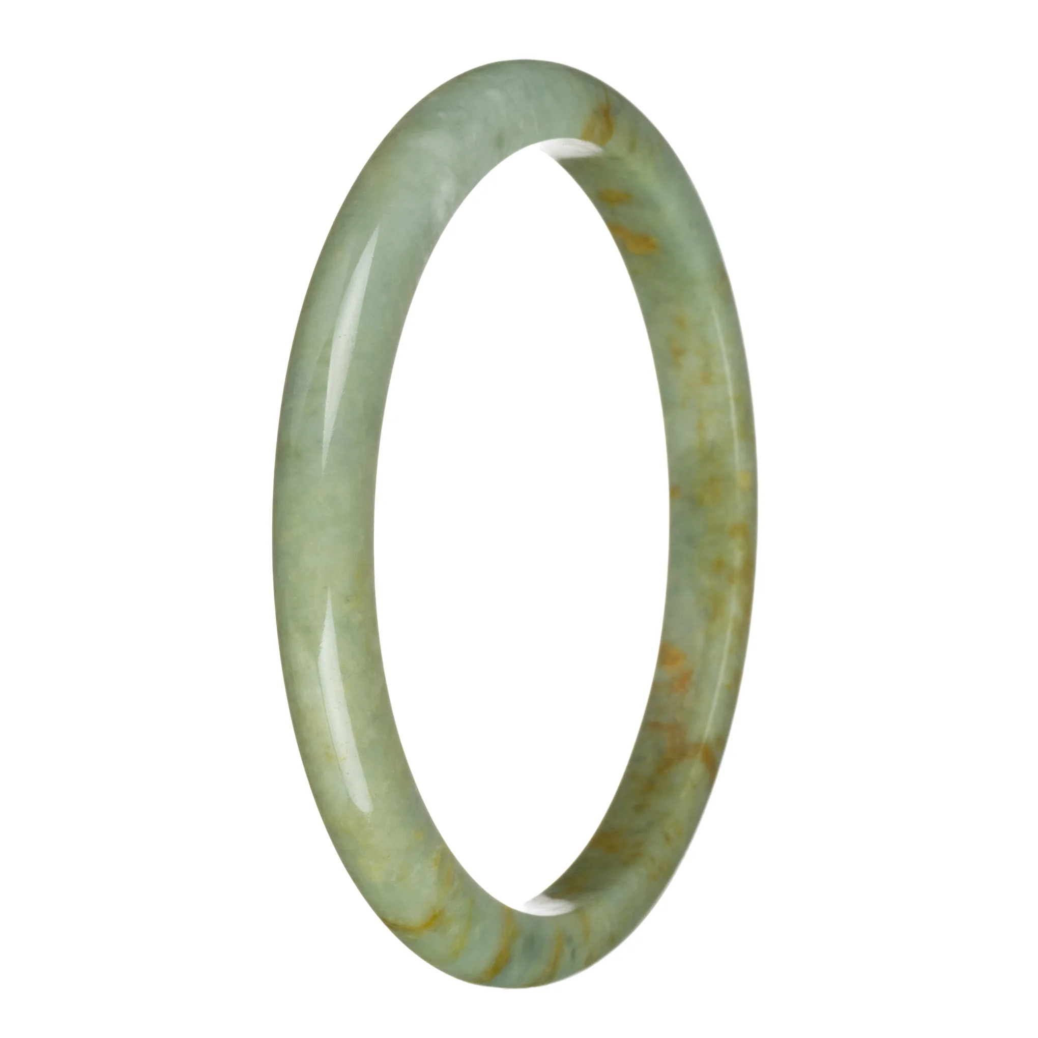 76.5mm Green with Brown Patterns Jade Bangle Bracelet - Image 3