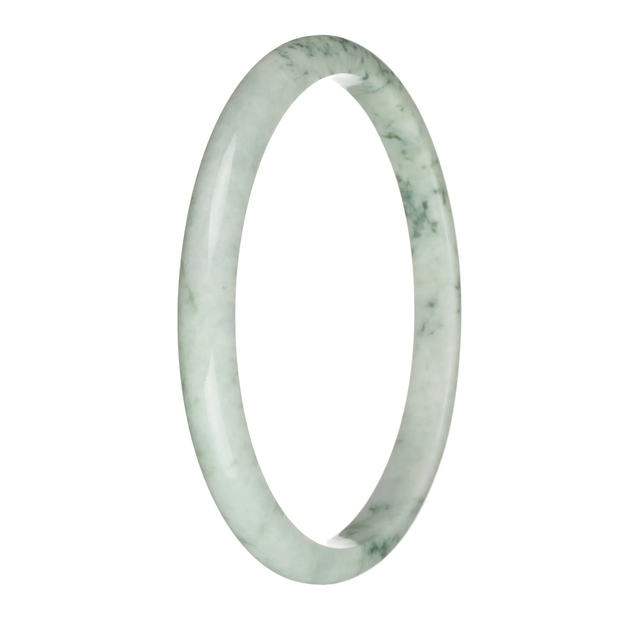 77.3mm Grey with Green Patterns Jade Bangle Bracelet - Image 2