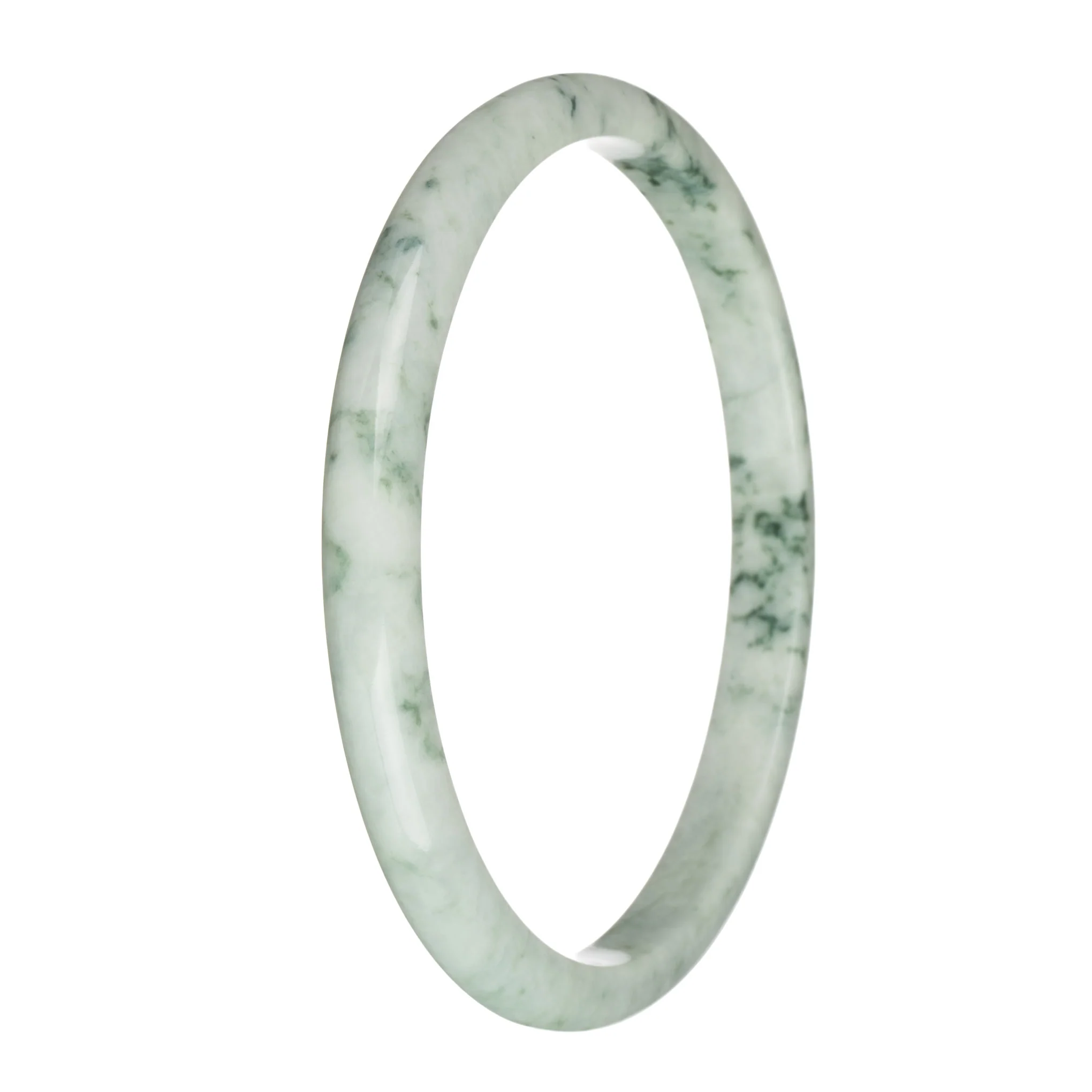 77.3mm Grey with Green Patterns Jade Bangle Bracelet - Image 3