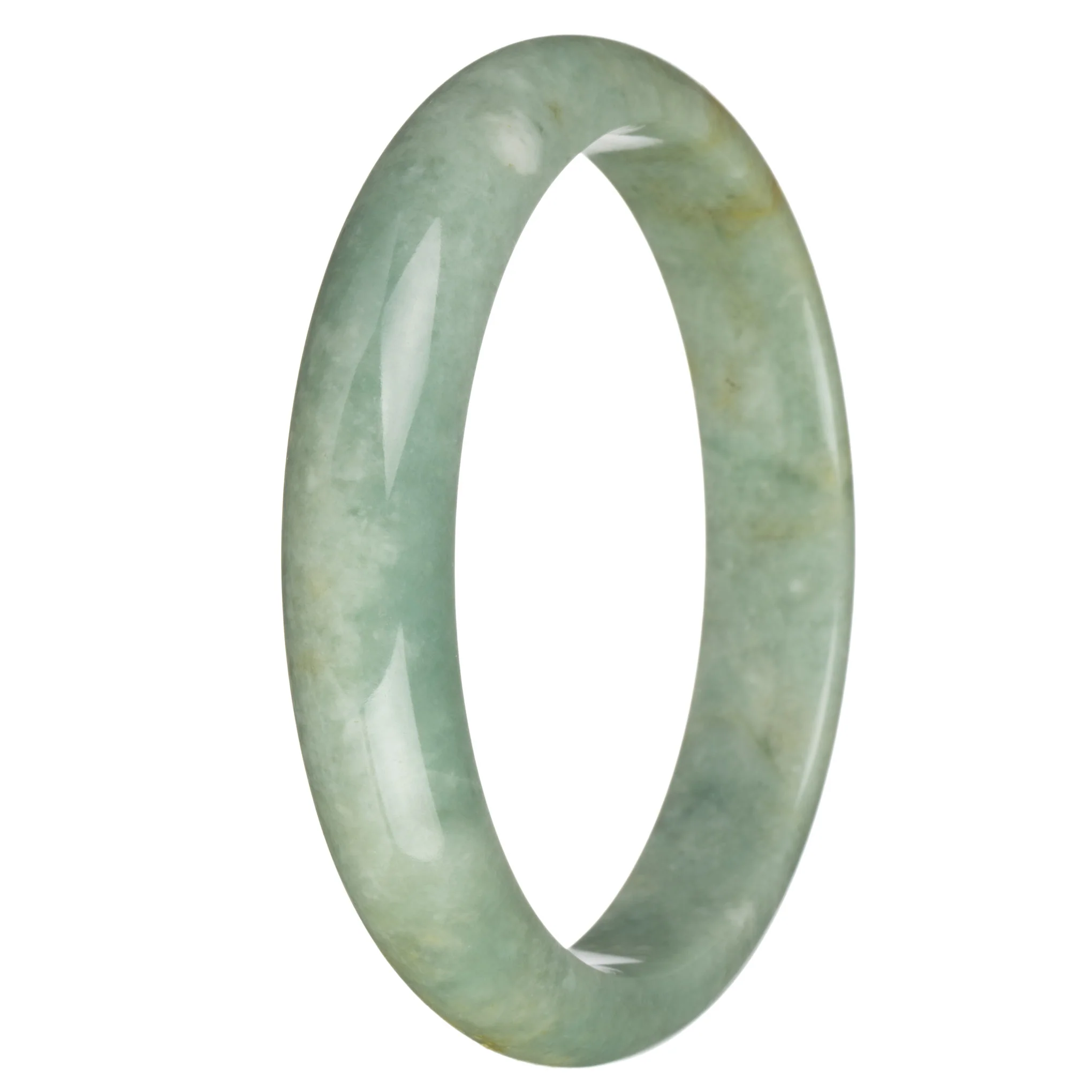 78.3mm Green with Brown Patterns Jade Bangle Bracelet - Image 3
