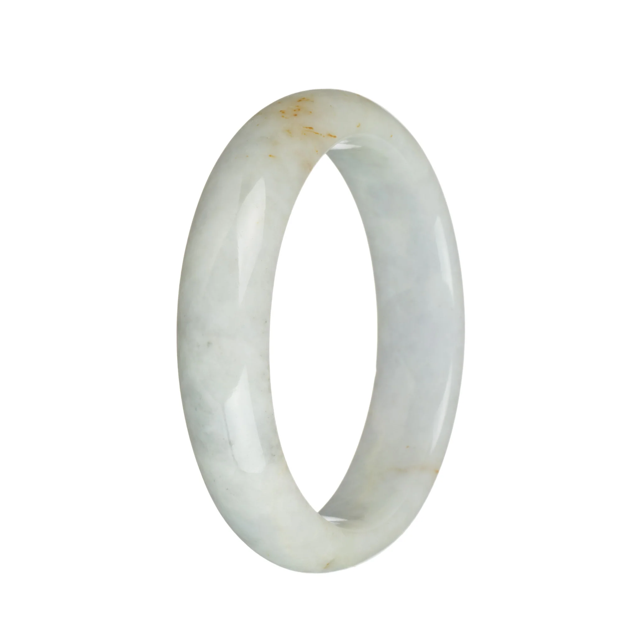 56mm Pale Grey with Brown Spots Jade Bangle Bracelet - Image 2