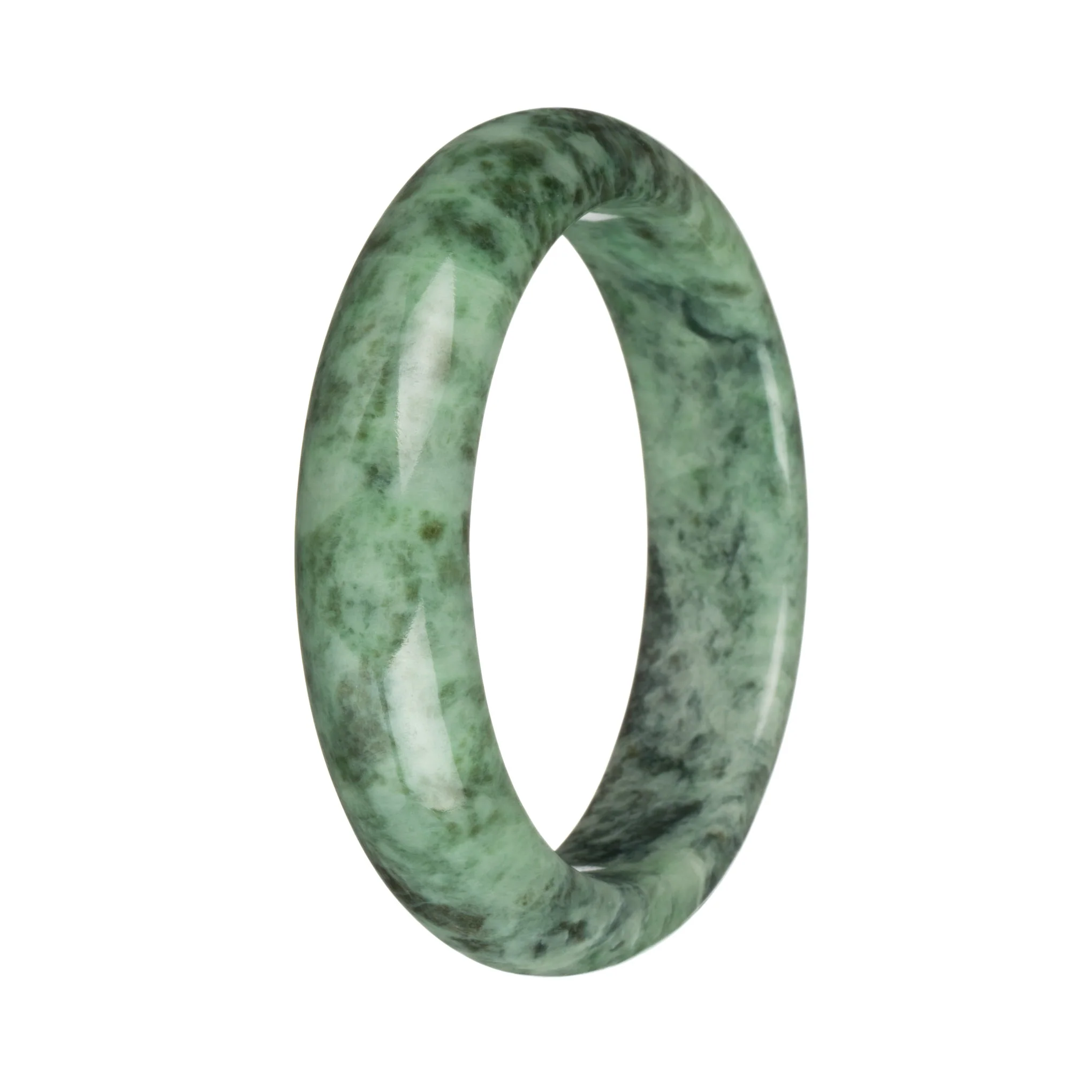 57.8mm Green Patterns Jade Bangle Bracelet - Image 2