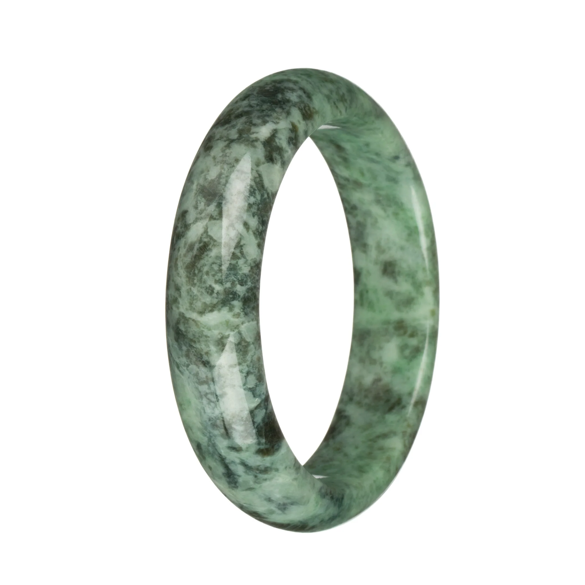 57.8mm Green Patterns Jade Bangle Bracelet - Image 3