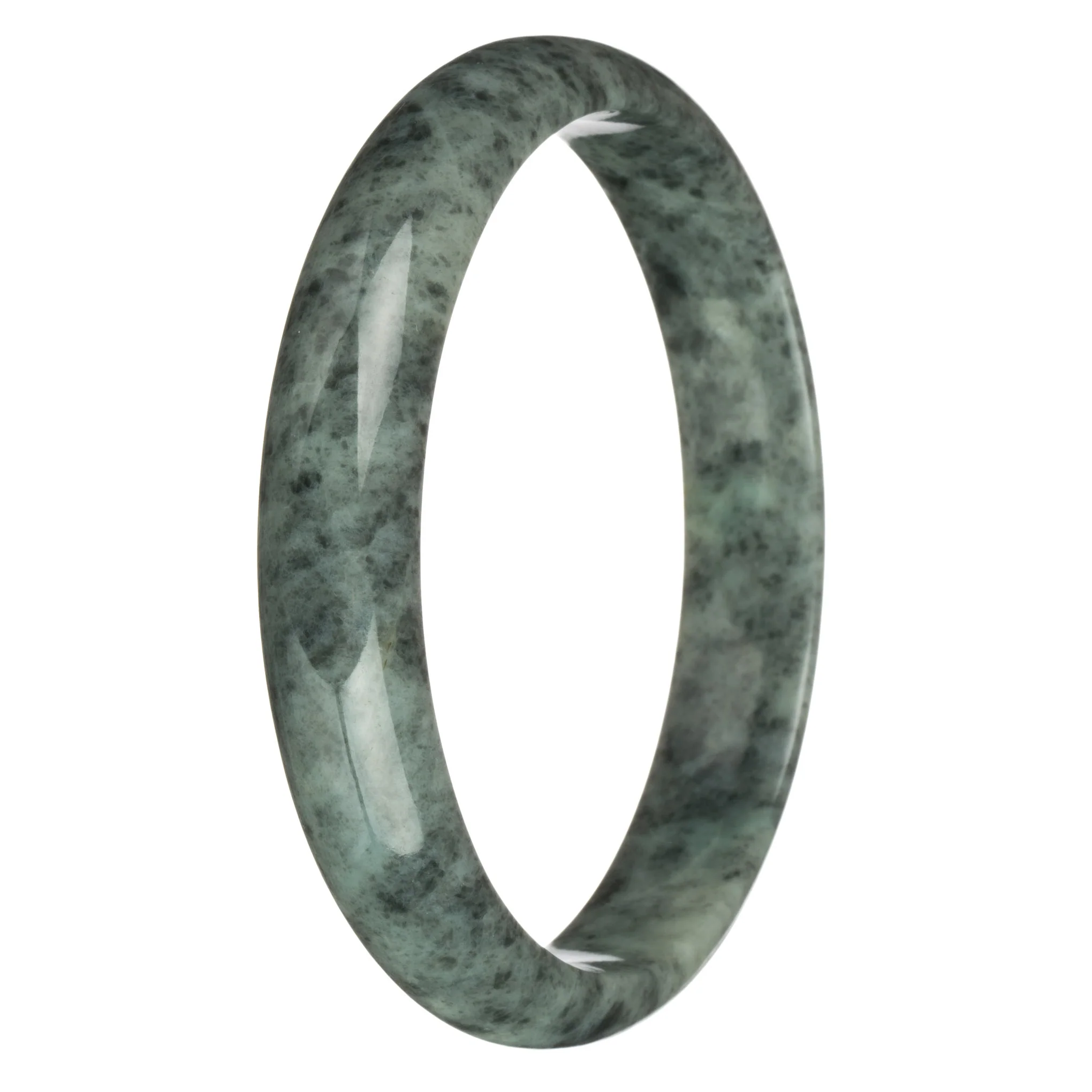 79.3mm Grey Patterns Jade Bangle Bracelet - Image 2
