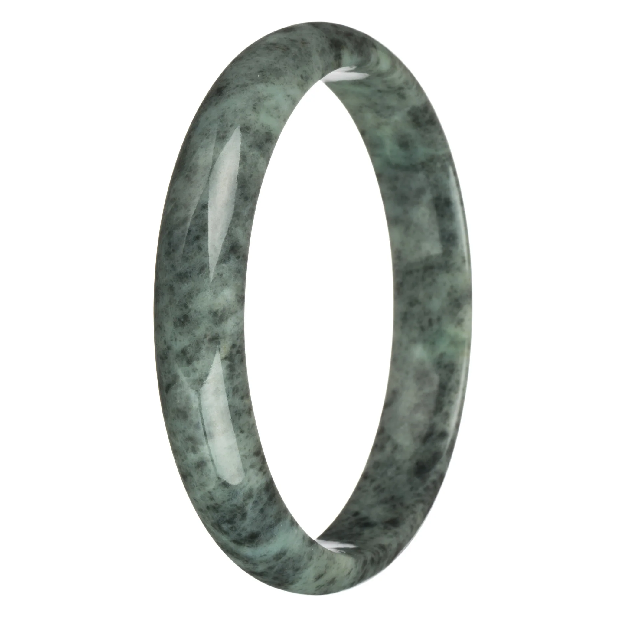 79.3mm Grey Patterns Jade Bangle Bracelet - Image 3