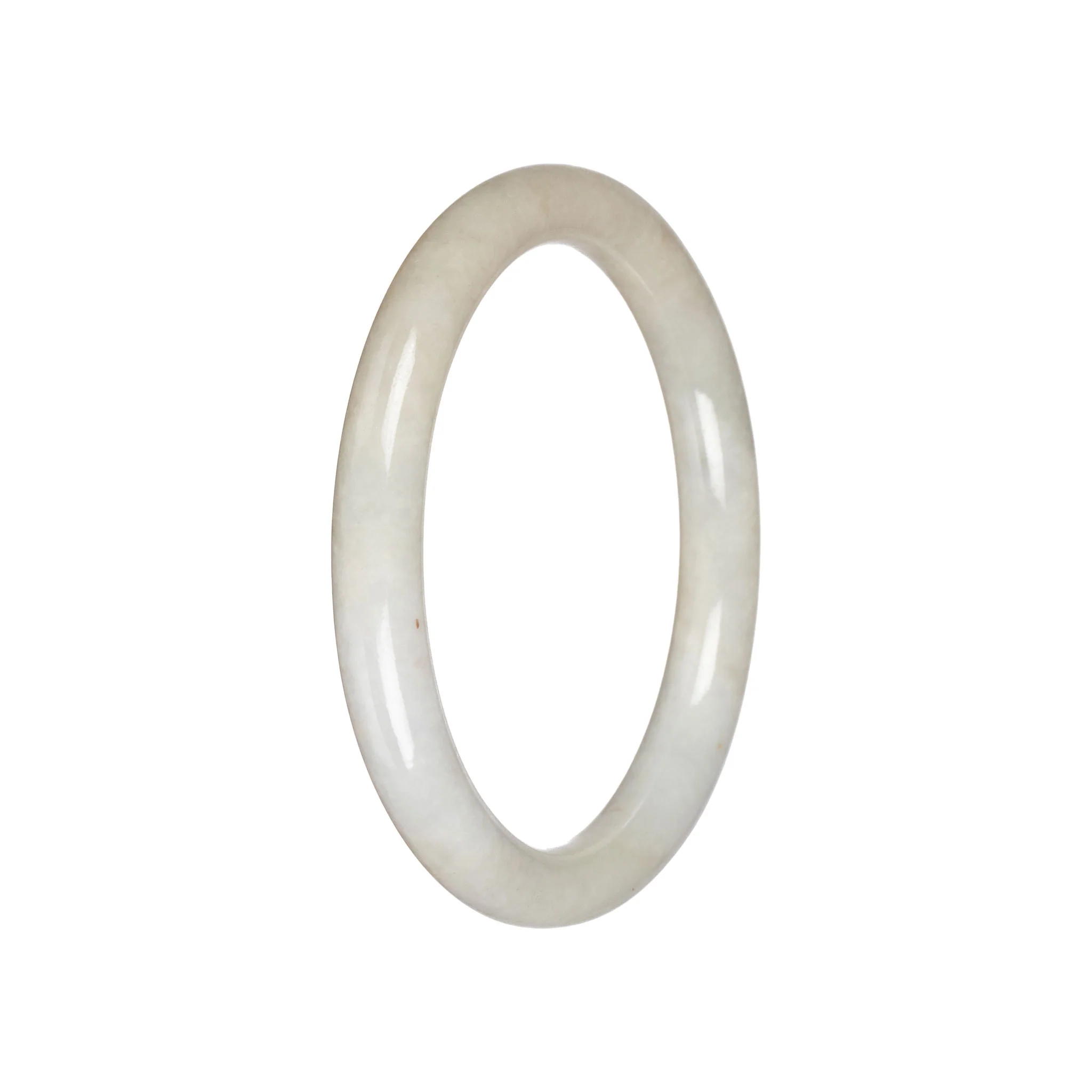 Authentic Creamy White Burma Jade Bangle - 59mm Petite Round - Image 2