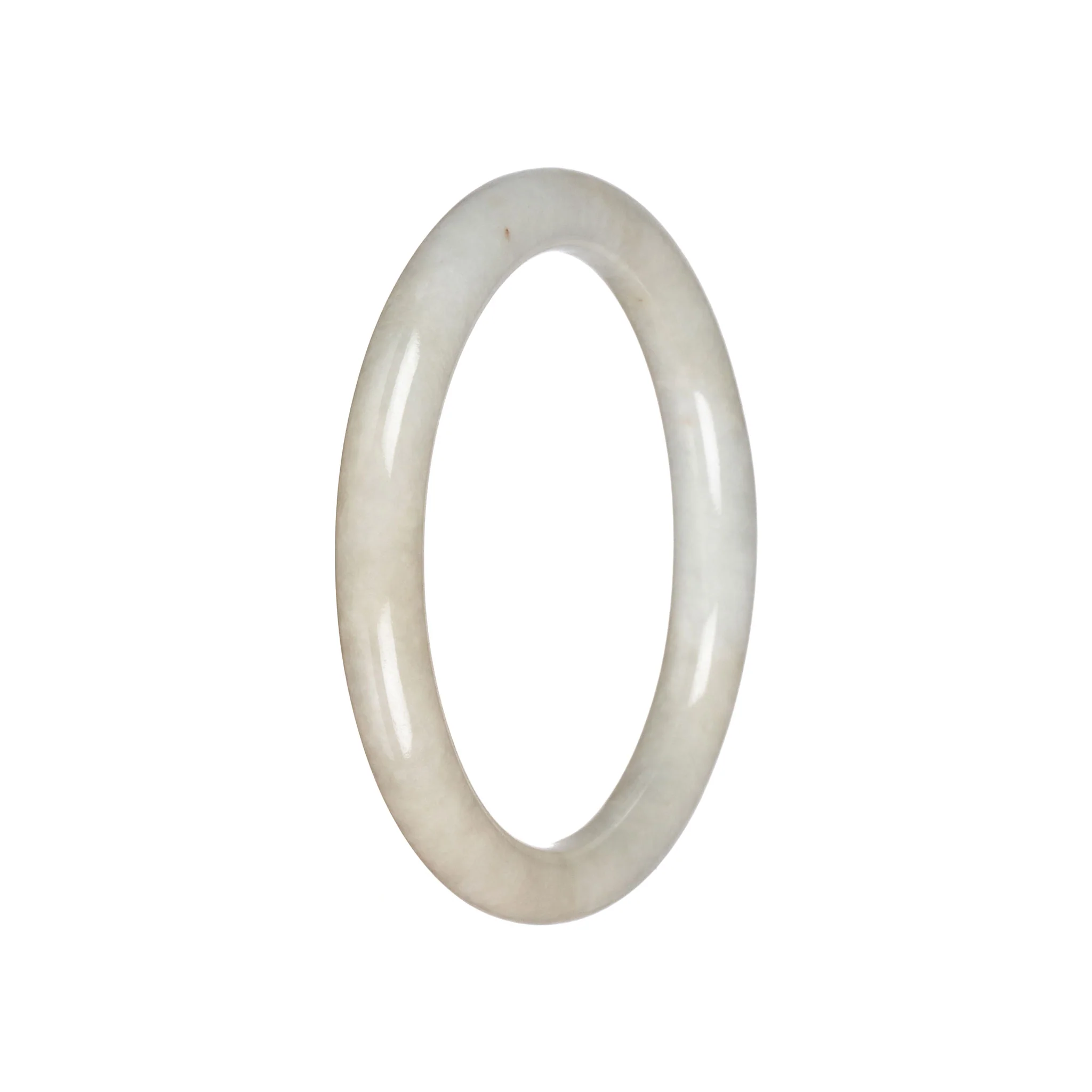 Authentic Creamy White Burma Jade Bangle - 59mm Petite Round - Image 3