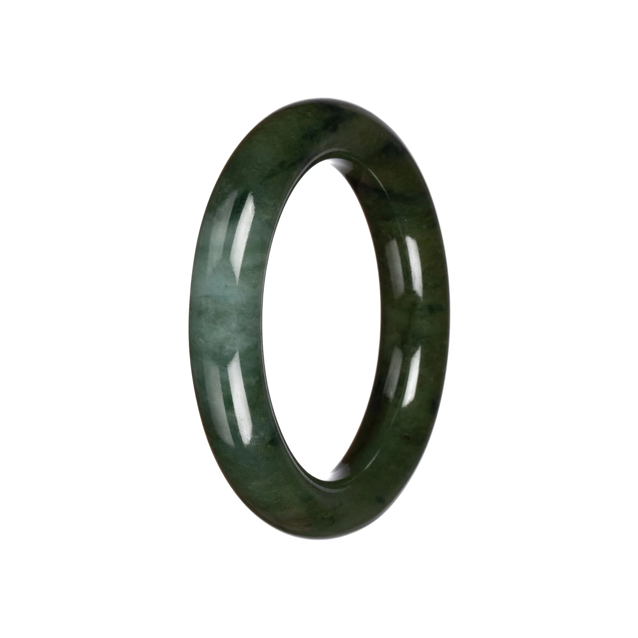 Authentic Deep Green Jadeite Jade Bangle Bracelet - 53mm Round - Image 2