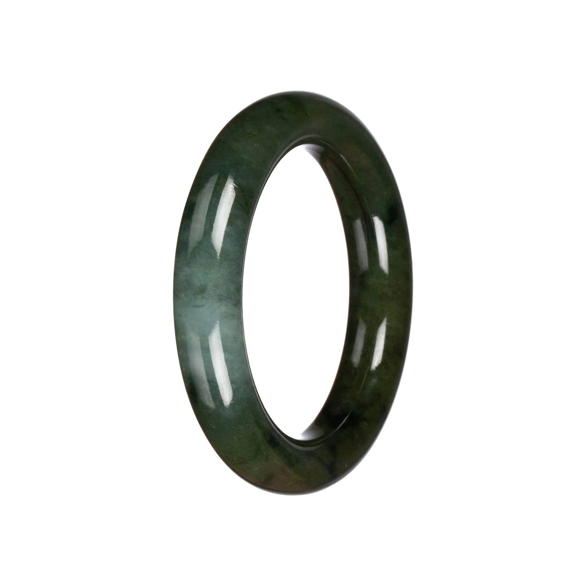 Authentic Deep Green Jadeite Jade Bangle Bracelet - 53mm Round - Image 3