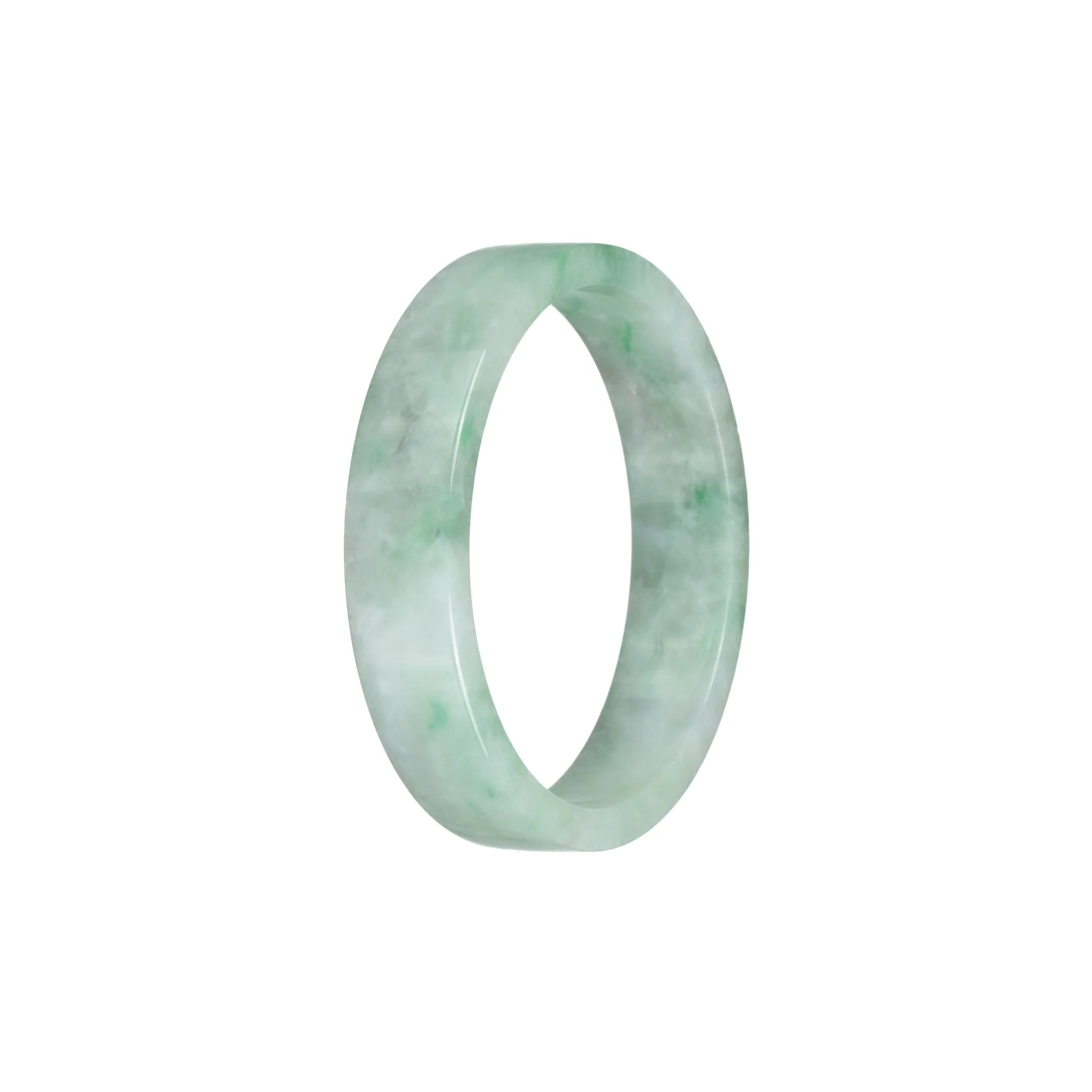 Authentic Grade A Green Pattern Burma Jade Bangle Bracelet - 52mm Flat - Image 3