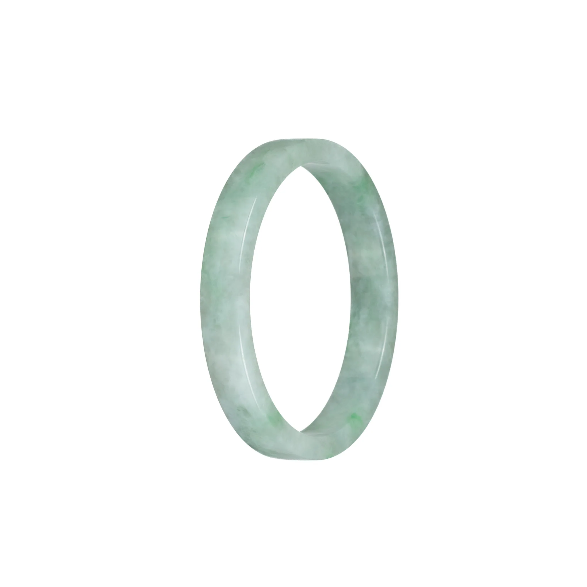 Authentic Grade A Green Pattern Jadeite Bangle - 52mm Flat - Image 2
