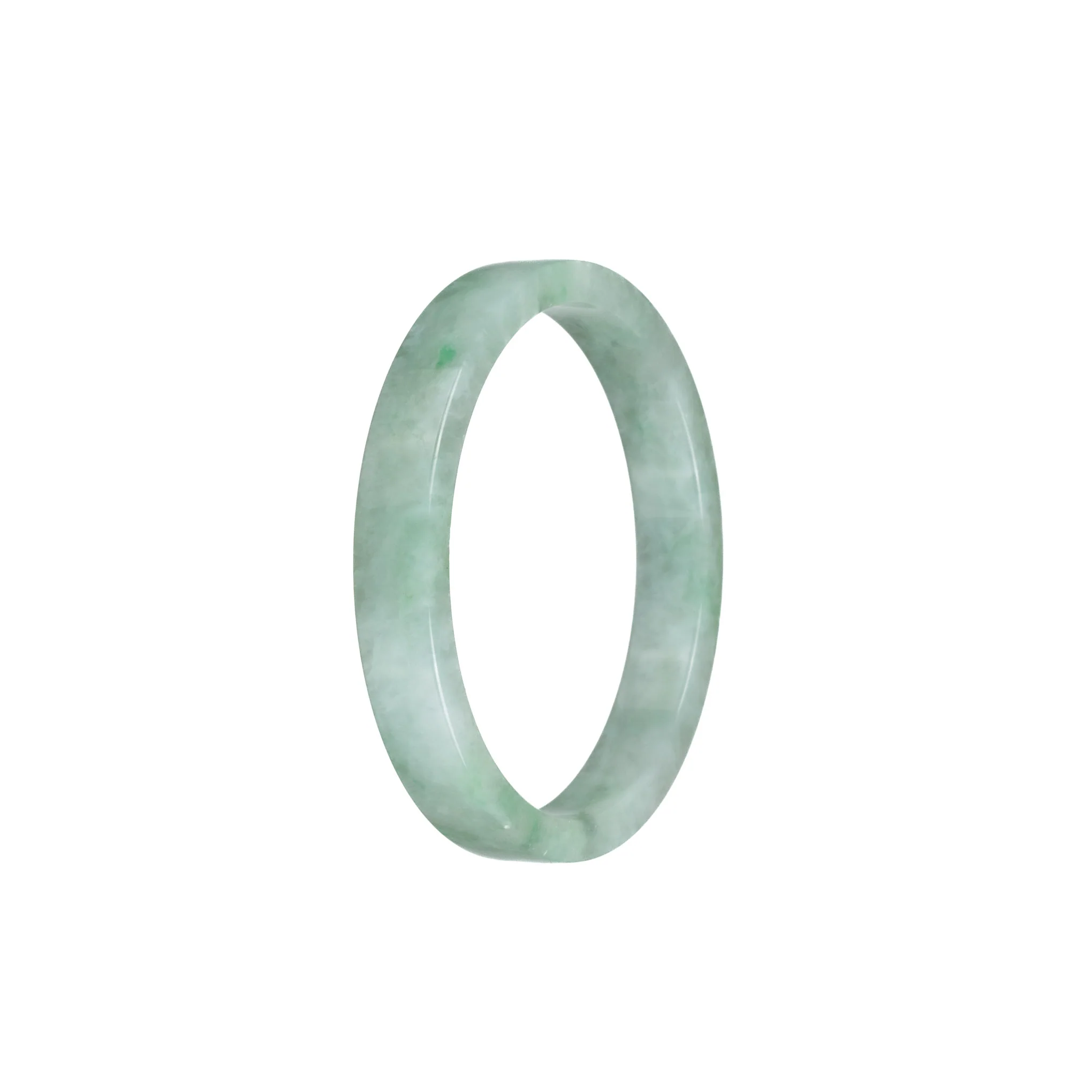 Authentic Grade A Green Pattern Jadeite Bangle - 52mm Flat - Image 3