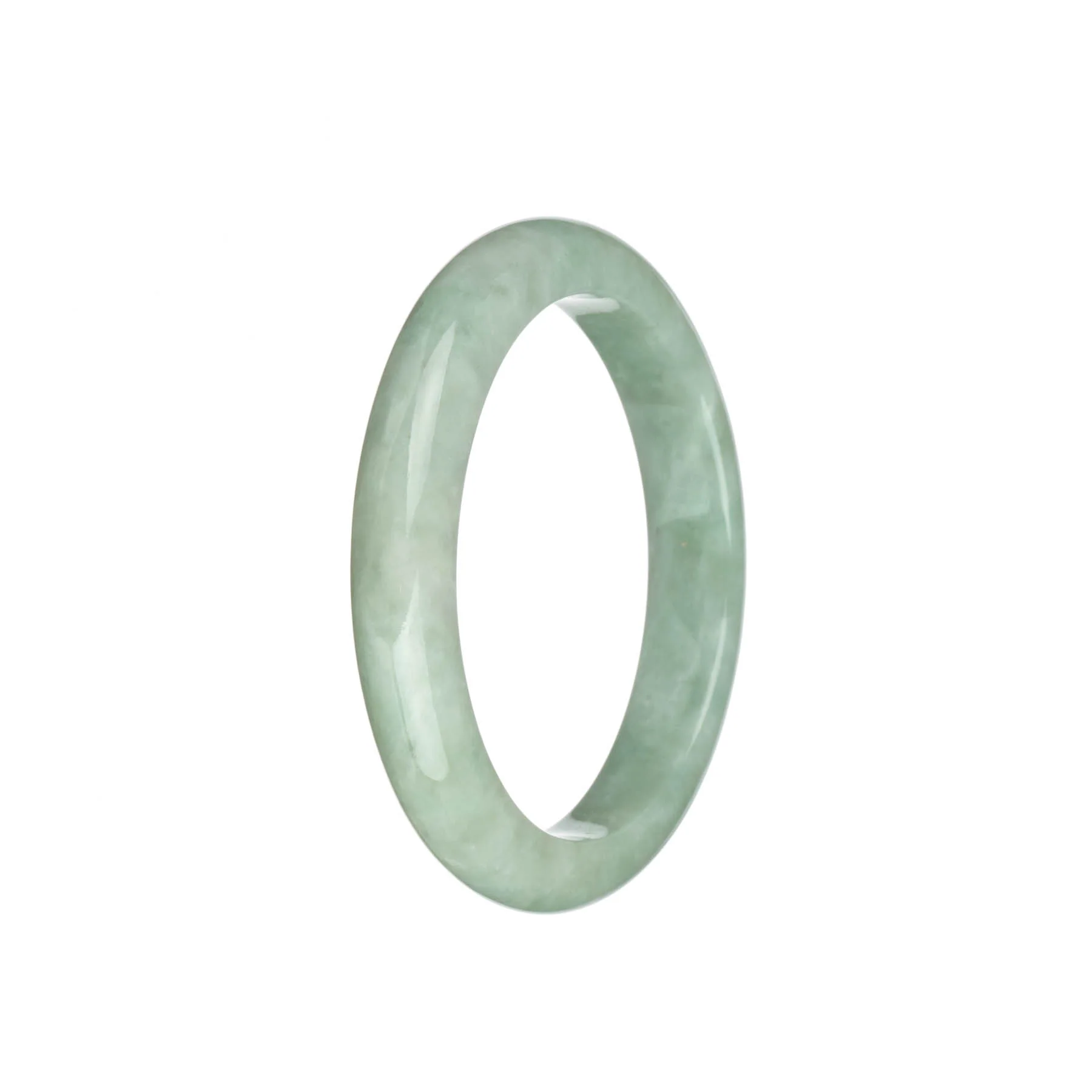 Authentic Grade A Light Green Jadeite Bracelet - 57mm Half Moon - Image 2