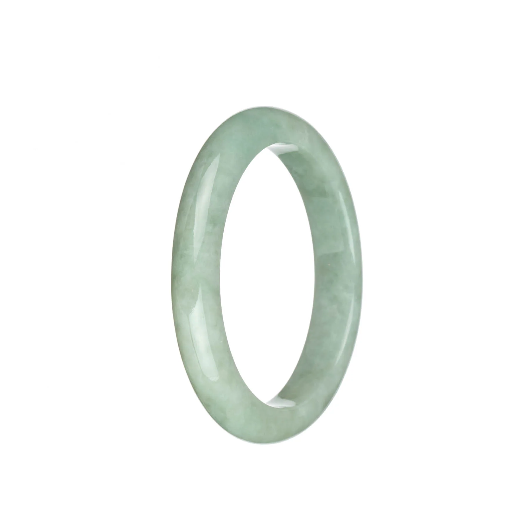 Authentic Grade A Light Green Jadeite Bracelet - 57mm Half Moon - Image 3