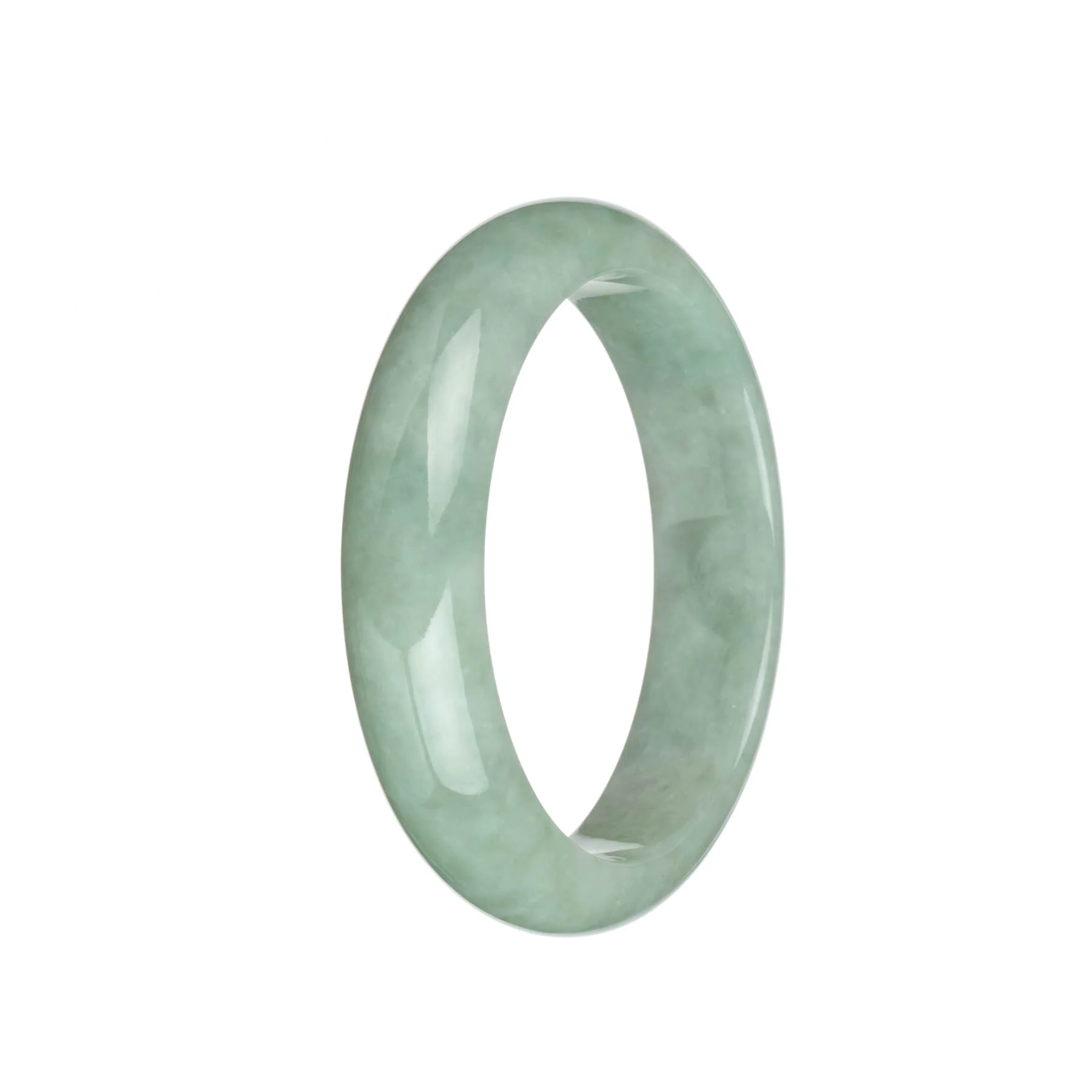 Authentic Grade A Light Green Jadeite Jade Bracelet - 61mm Half Moon - Image 3