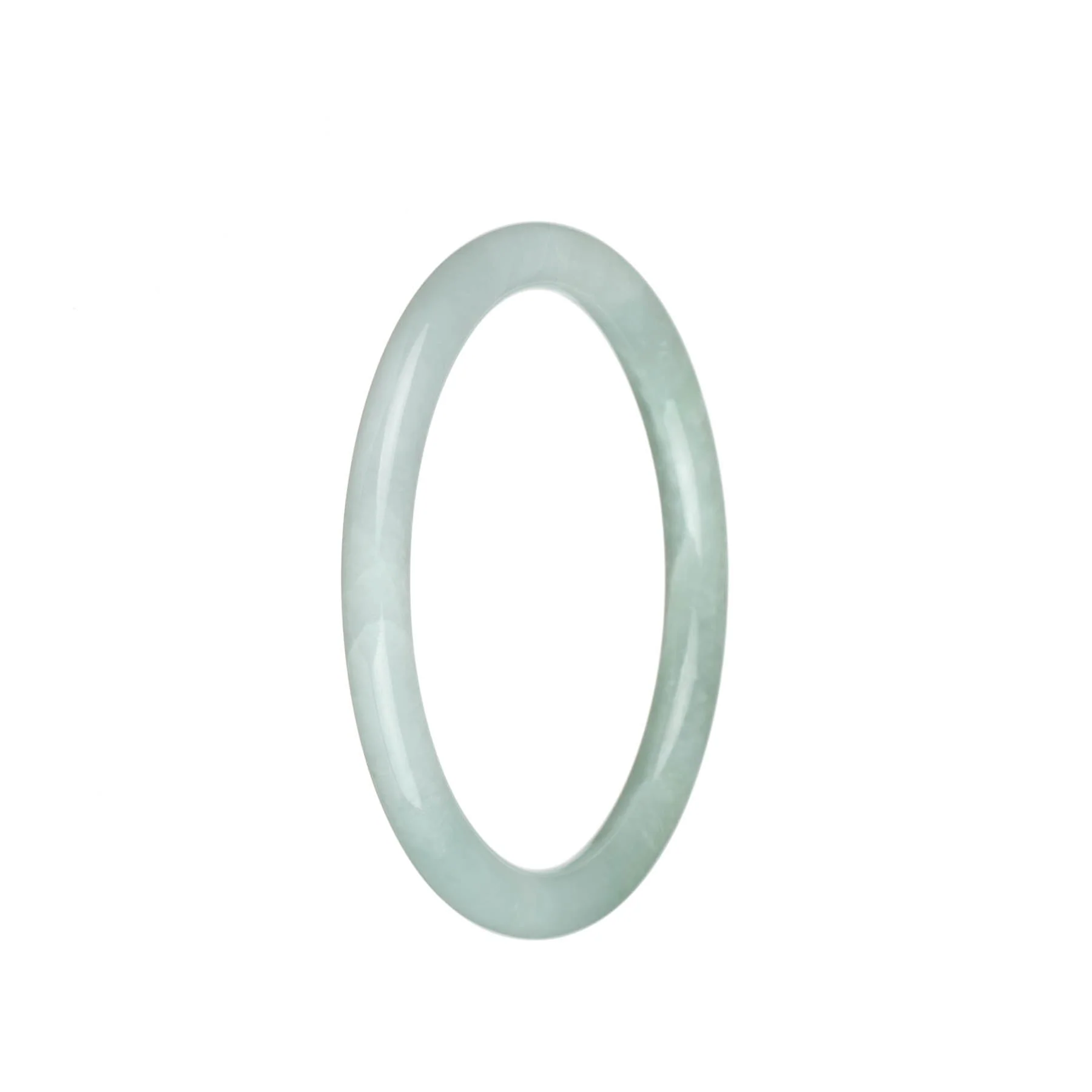 Authentic Grade A White with Pale Green Burma Jade Bracelet - 61mm Petite Round