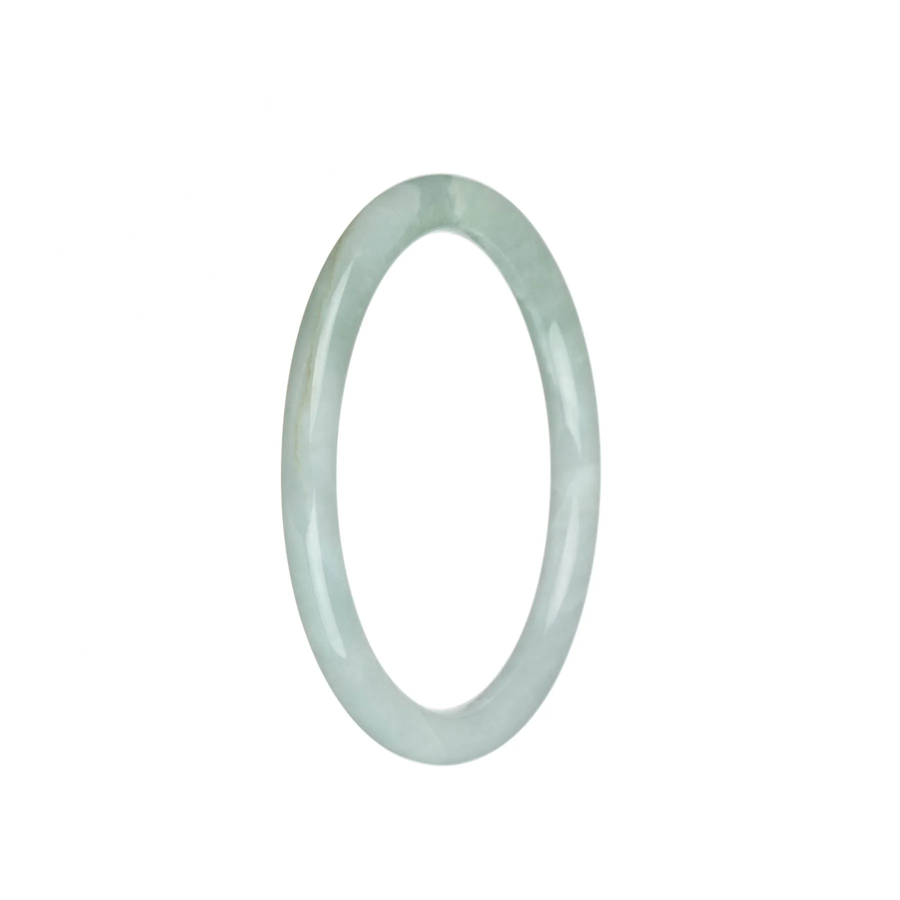 Authentic Grade A White with Pale Green Burma Jade Bracelet - 61mm Petite Round - Image 2