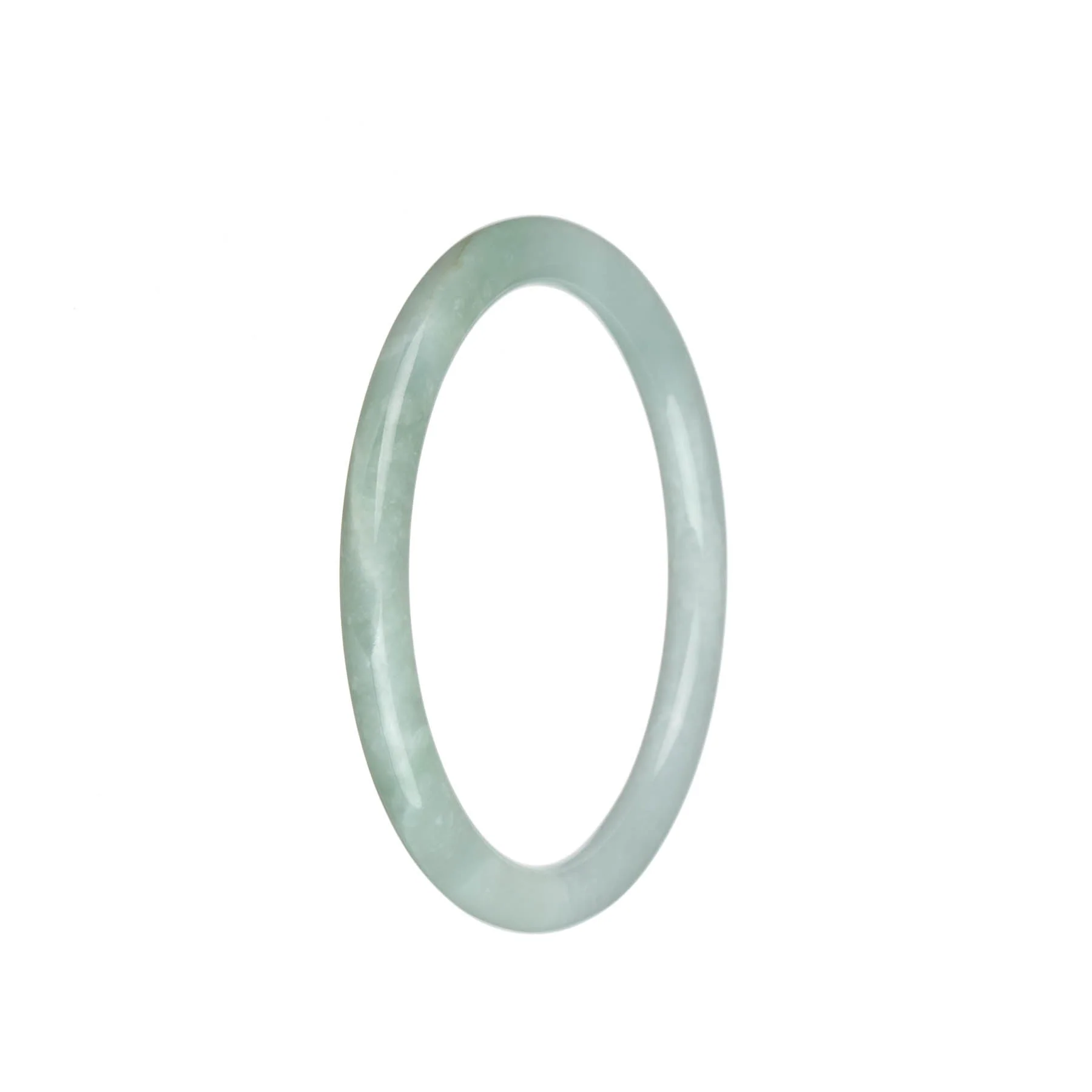 Authentic Grade A White with Pale Green Burma Jade Bracelet - 61mm Petite Round - Image 3