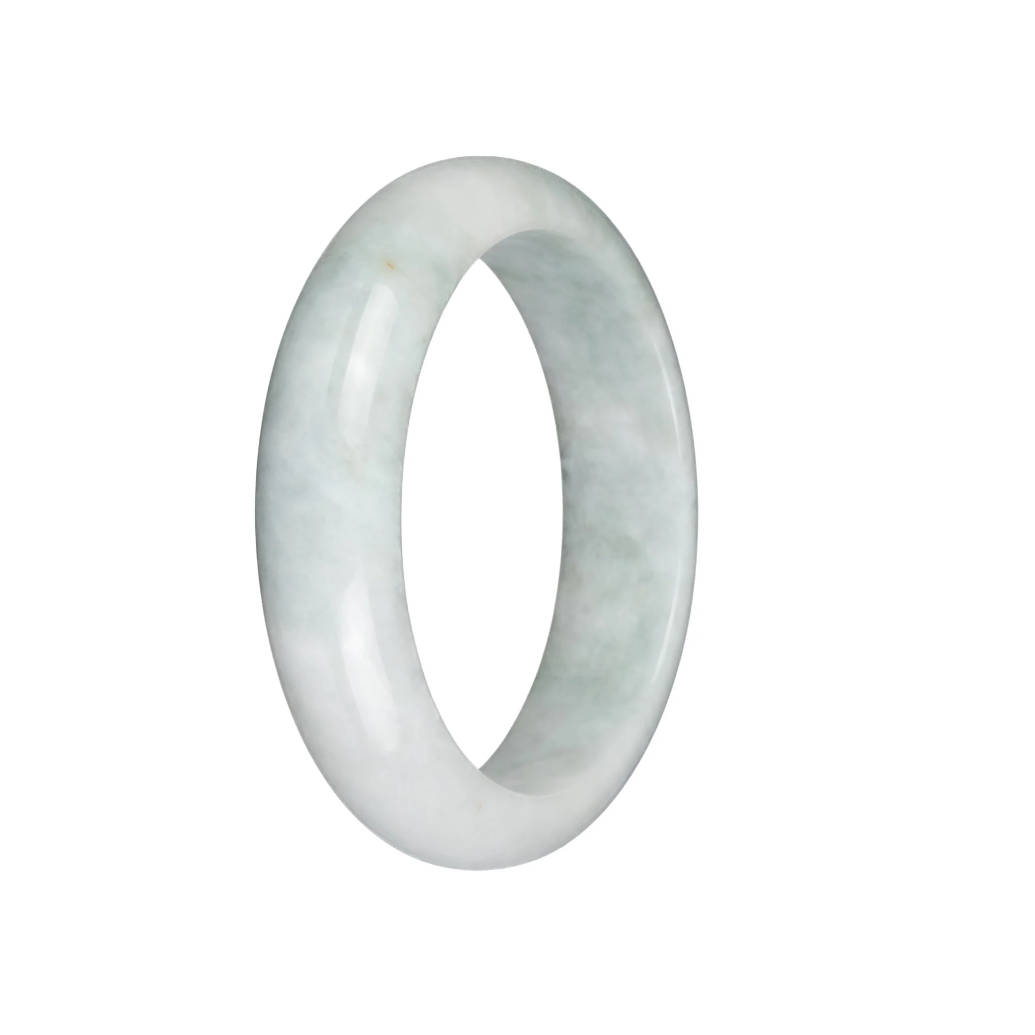 Authentic Grade A White with Pale Green Jadeite Bracelet - 58mm Half Moon - Image 2