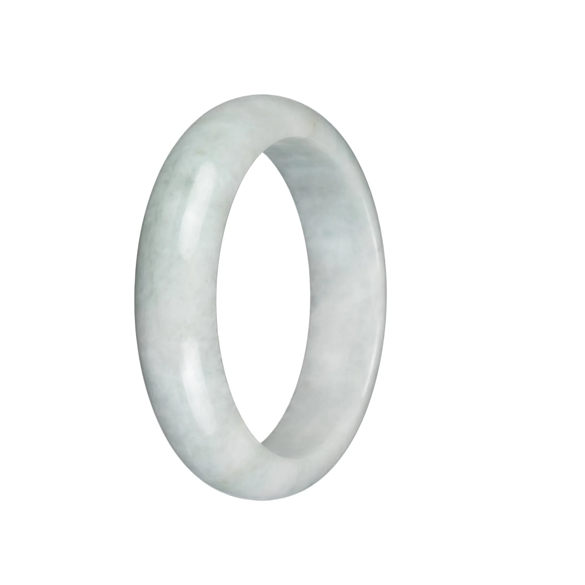 Authentic Grade A White with Pale Green Jadeite Bracelet - 58mm Half Moon - Image 3