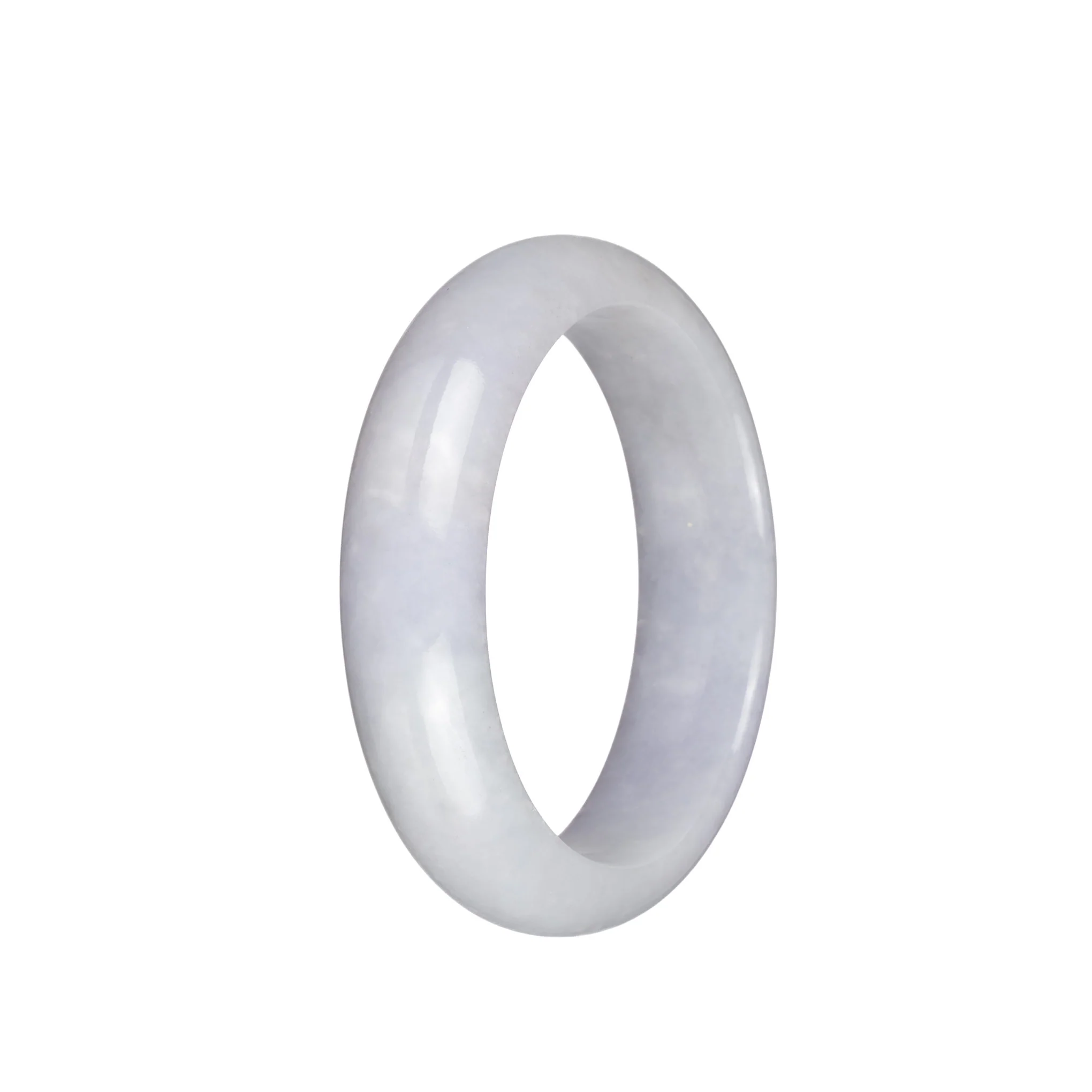 Authentic Grade A White with Pale Lavender Burmese Jade Bangle - 55mm Half Moon - Image 2