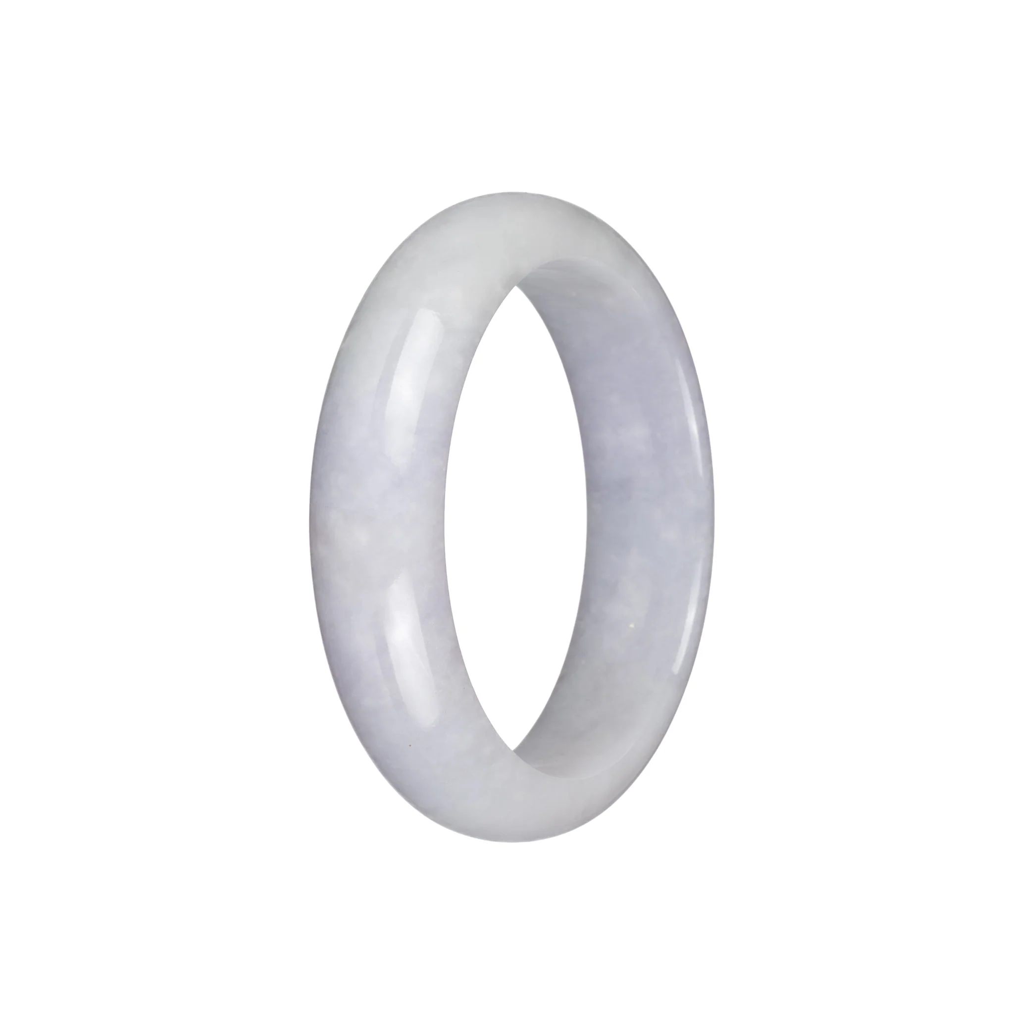 Authentic Grade A White with Pale Lavender Burmese Jade Bangle - 55mm Half Moon - Image 3
