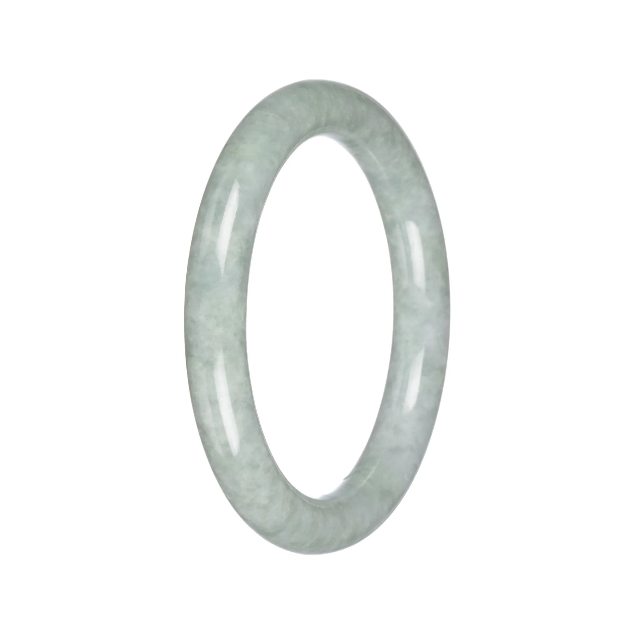 Authentic Light Green Burmese Jade Bangle - 60mm Round - Image 2