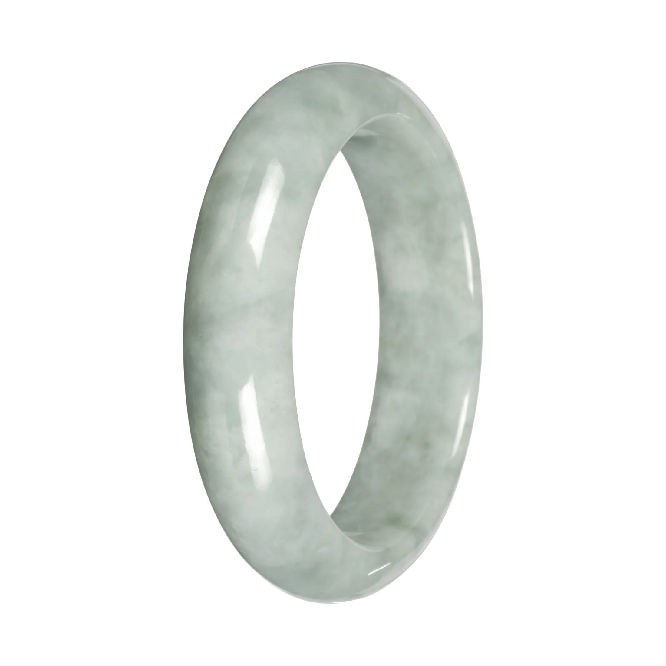 Authentic Light Green Burmese Jade Bangle Bracelet - 55mm Half Moon