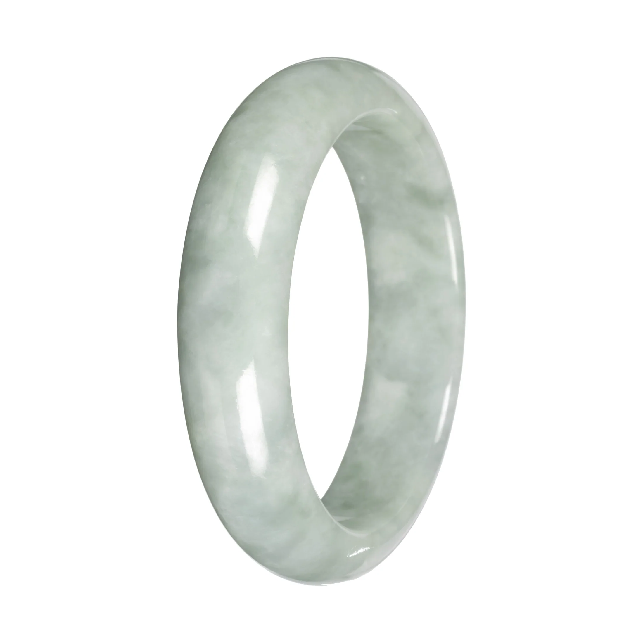 Authentic Light Green Burmese Jade Bangle Bracelet - 55mm Half Moon - Image 2