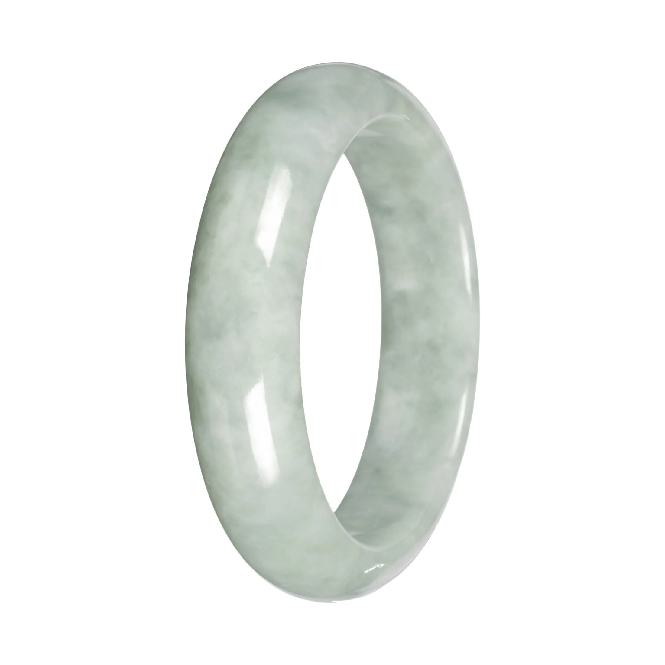 Authentic Light Green Burmese Jade Bangle Bracelet - 55mm Half Moon - Image 3