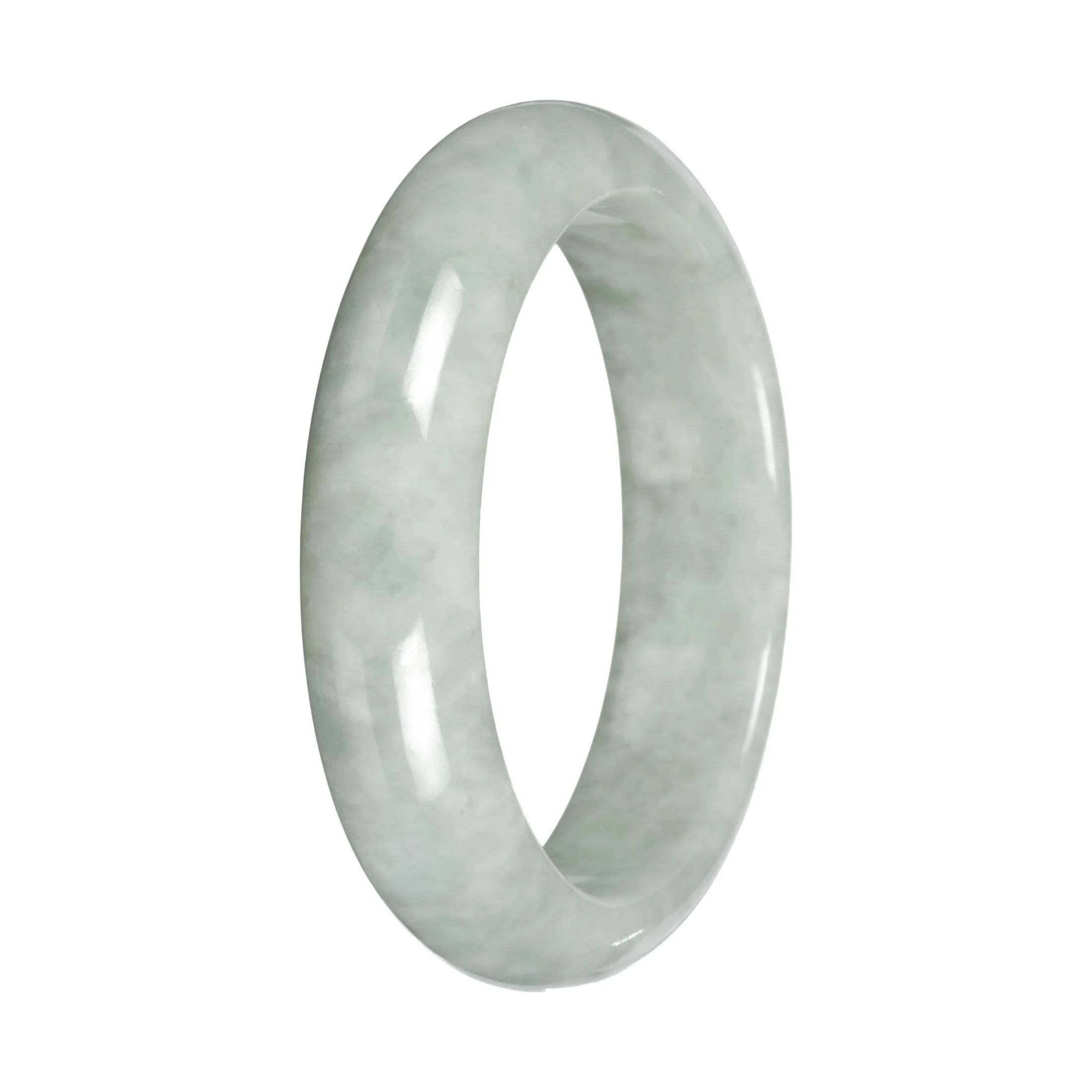 Authentic Light Green Burmese Jade Bangle Bracelet - 55mm Half Moon - Image 4