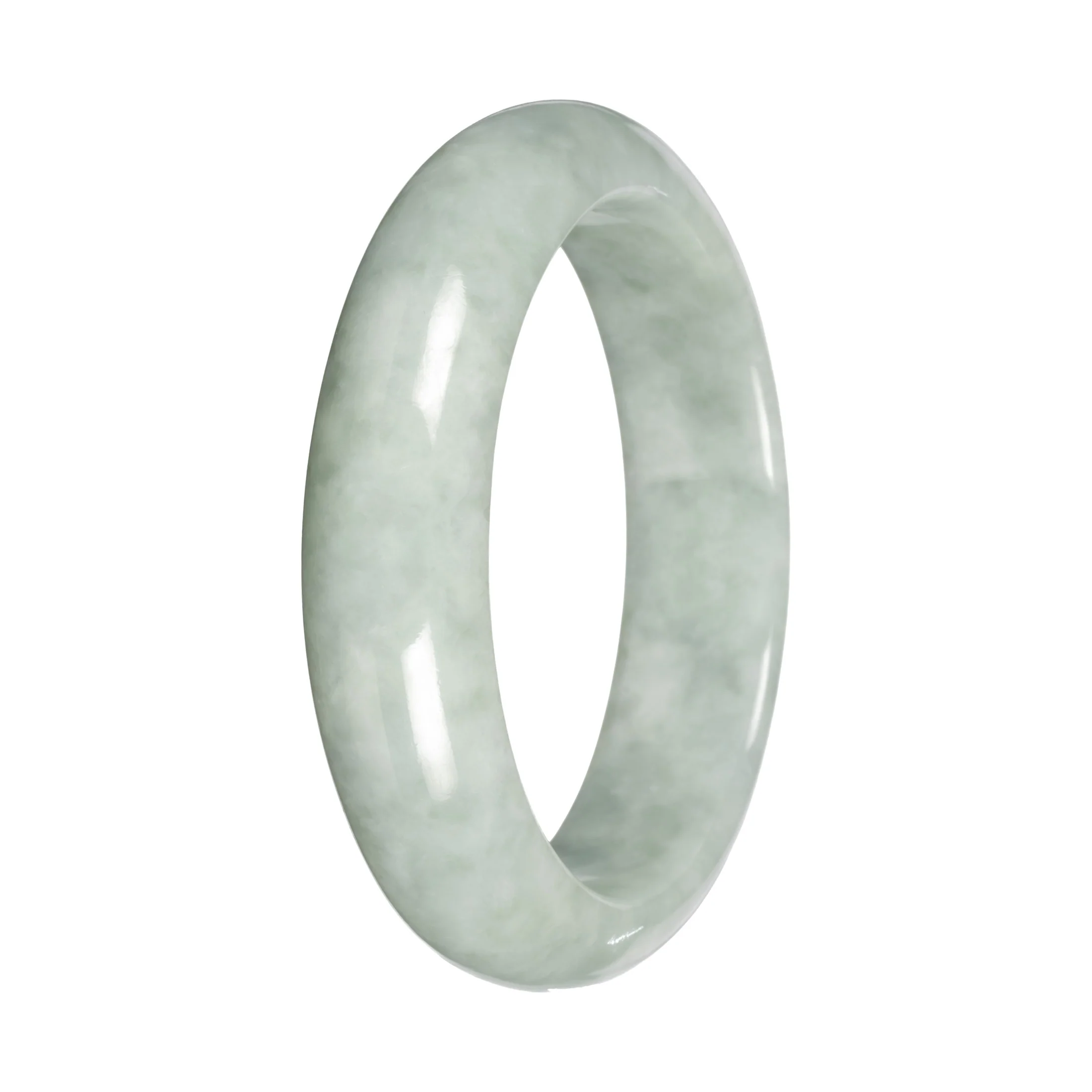 Authentic Light Green Burmese Jade Bangle Bracelet - 55mm Half Moon - Image 5