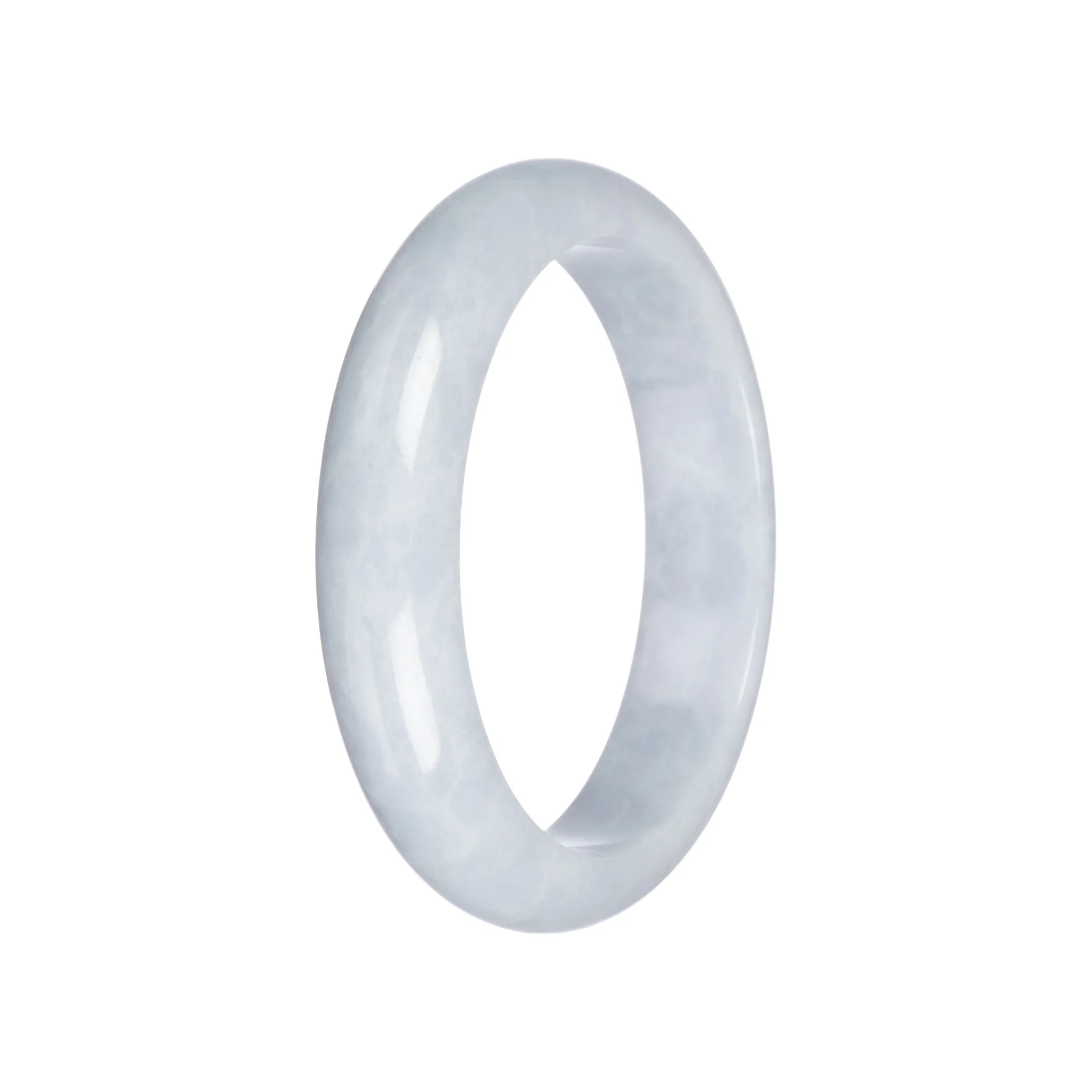 Authentic Light Grey Burma Jade Bangle Bracelet - 59mm Half Moon - Image 2