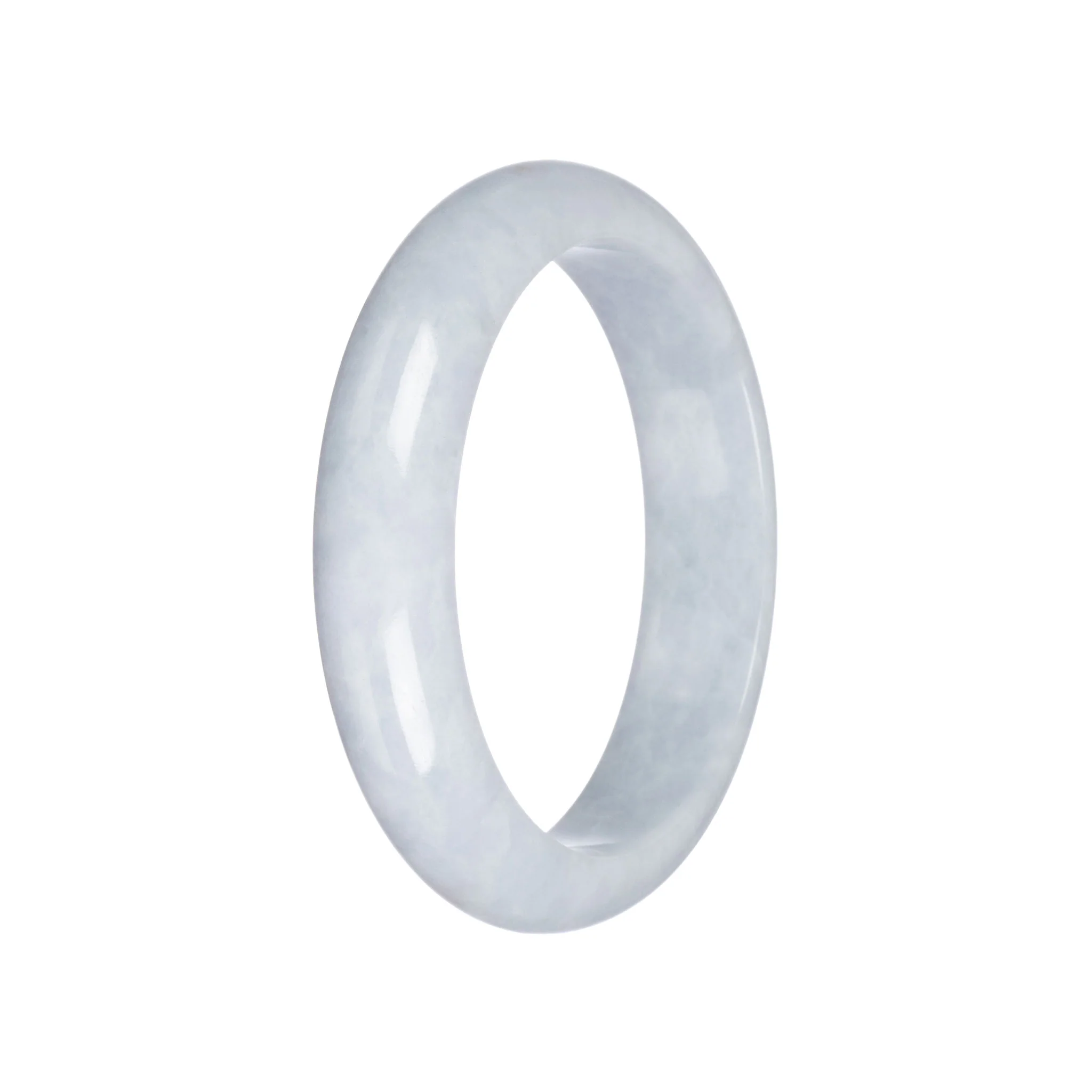 Authentic Light Grey Burma Jade Bangle Bracelet - 59mm Half Moon - Image 3