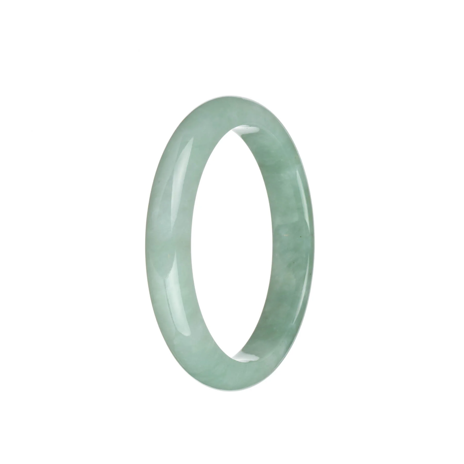 Authentic Natural Green with Light Green Jadeite Bangle - 58mm Semi Round - Image 2