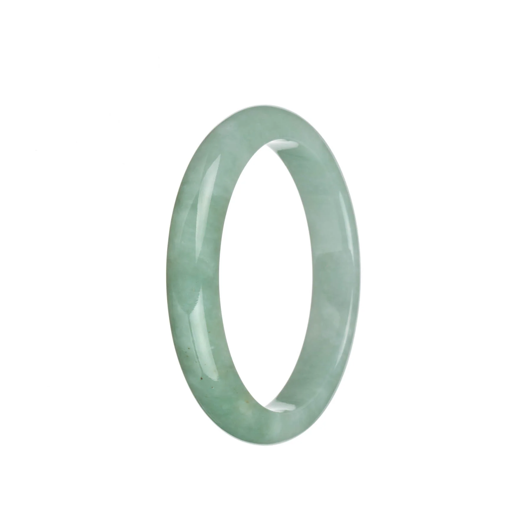 Authentic Natural Green with Light Green Jadeite Bangle - 58mm Semi Round - Image 3