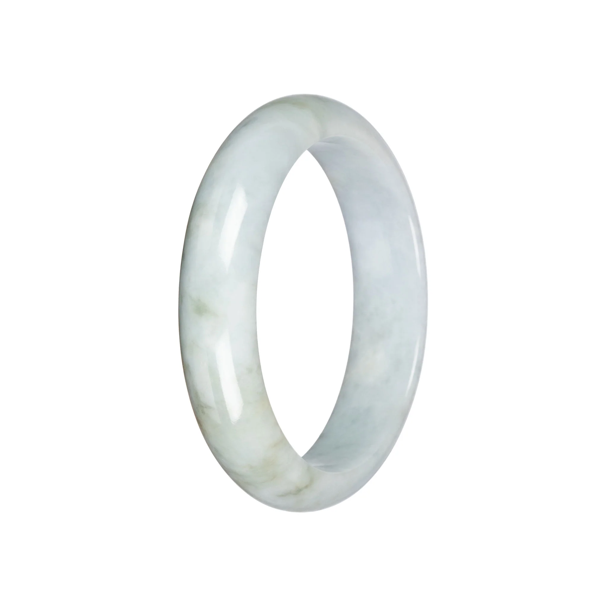 Authentic Pale Green Burmese Jade Bangle - 59mm Half Moon - Image 2