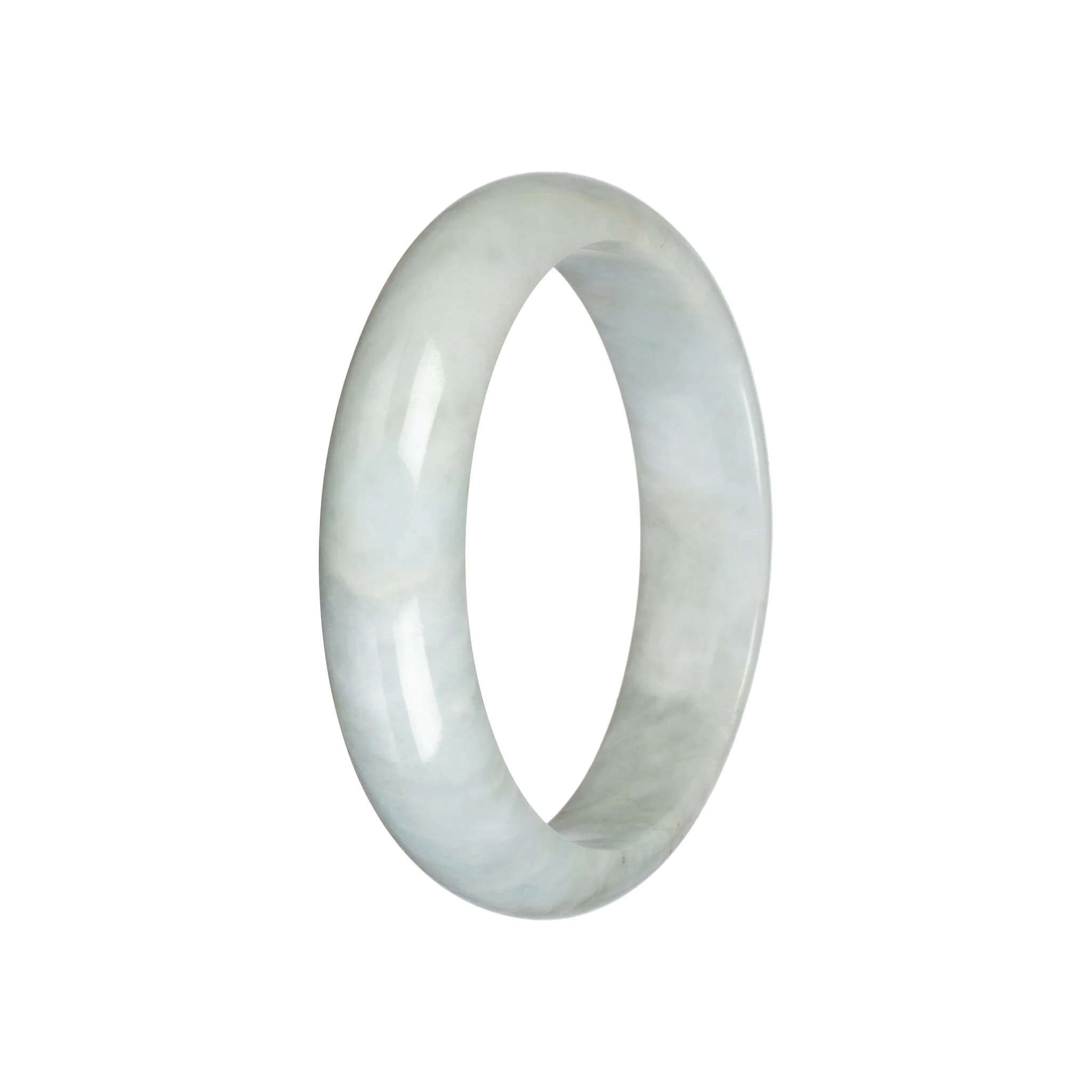 Authentic Pale Green Jadeite Jade Bangle - 59mm Half Moon - Image 2