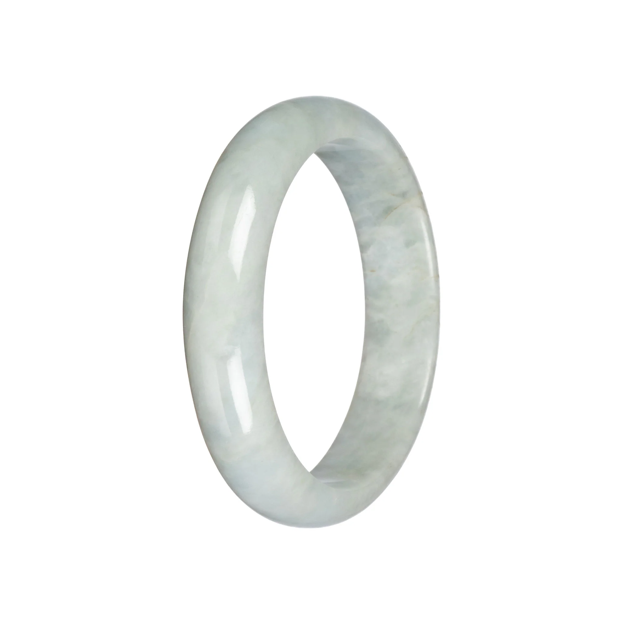 Authentic Pale Green Jadeite Jade Bangle - 59mm Half Moon - Image 3