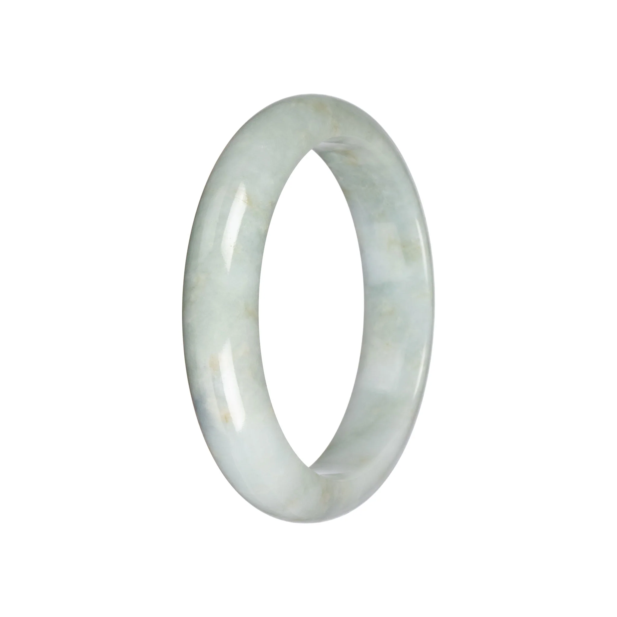 Authentic Pale Green Traditional Jade Bangle - 58mm Half Moon
