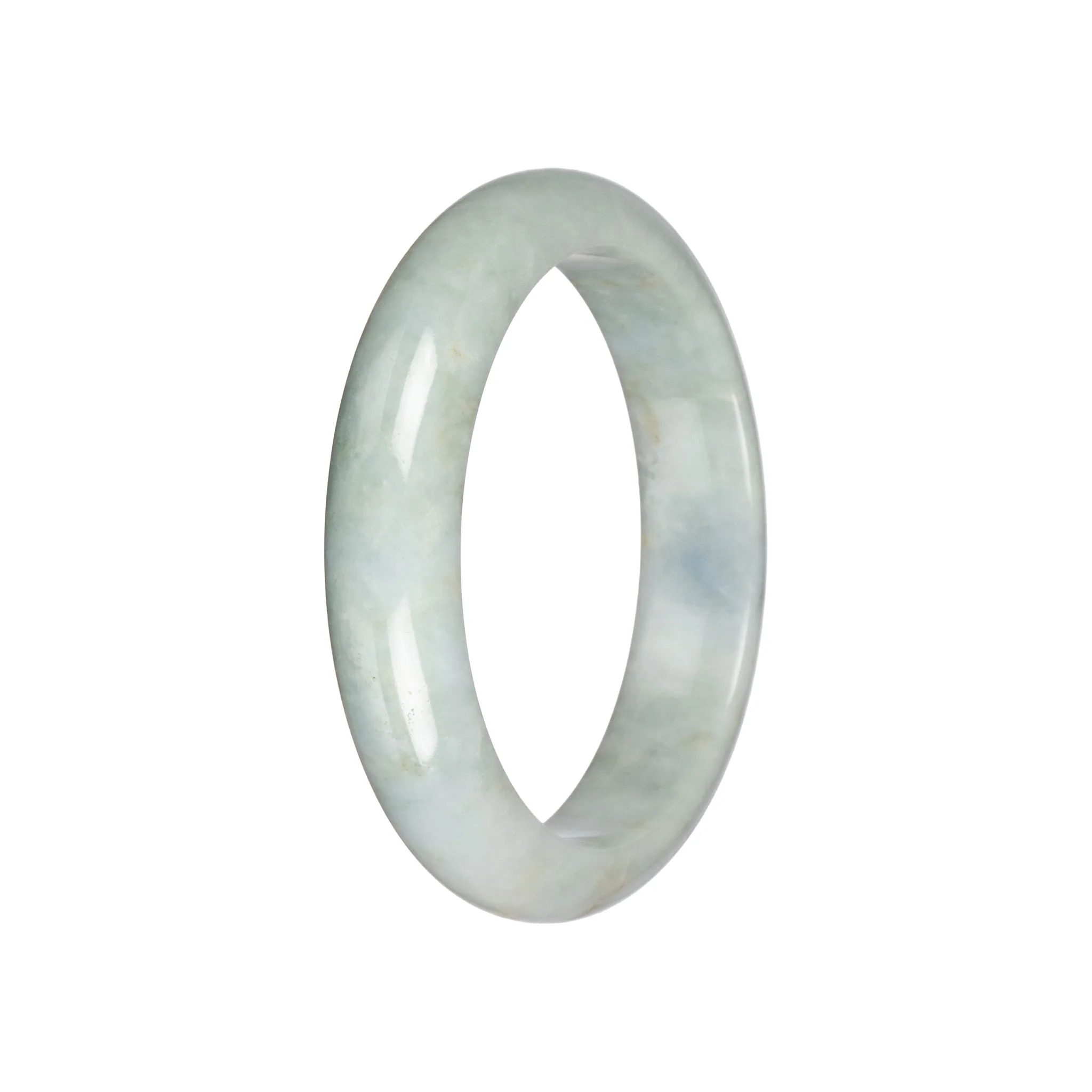 Authentic Pale Green Traditional Jade Bangle - 58mm Half Moon - Image 2