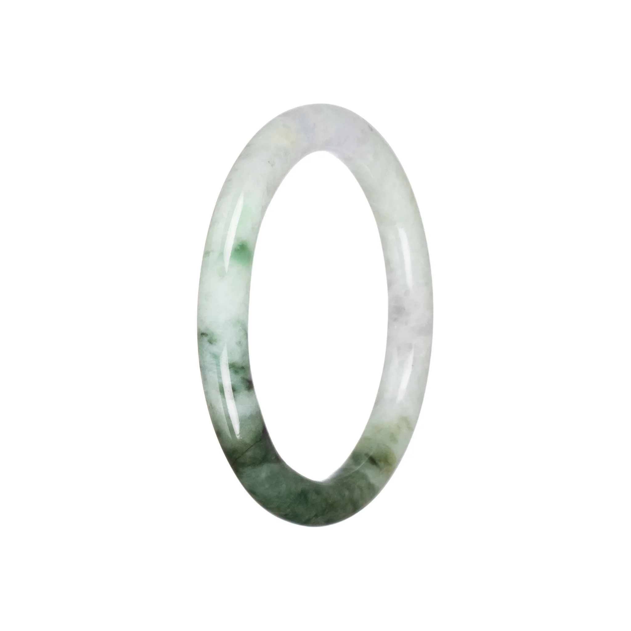 Authentic Pale Green with Green Jade Bangle - 55mm Petite Round - Image 3