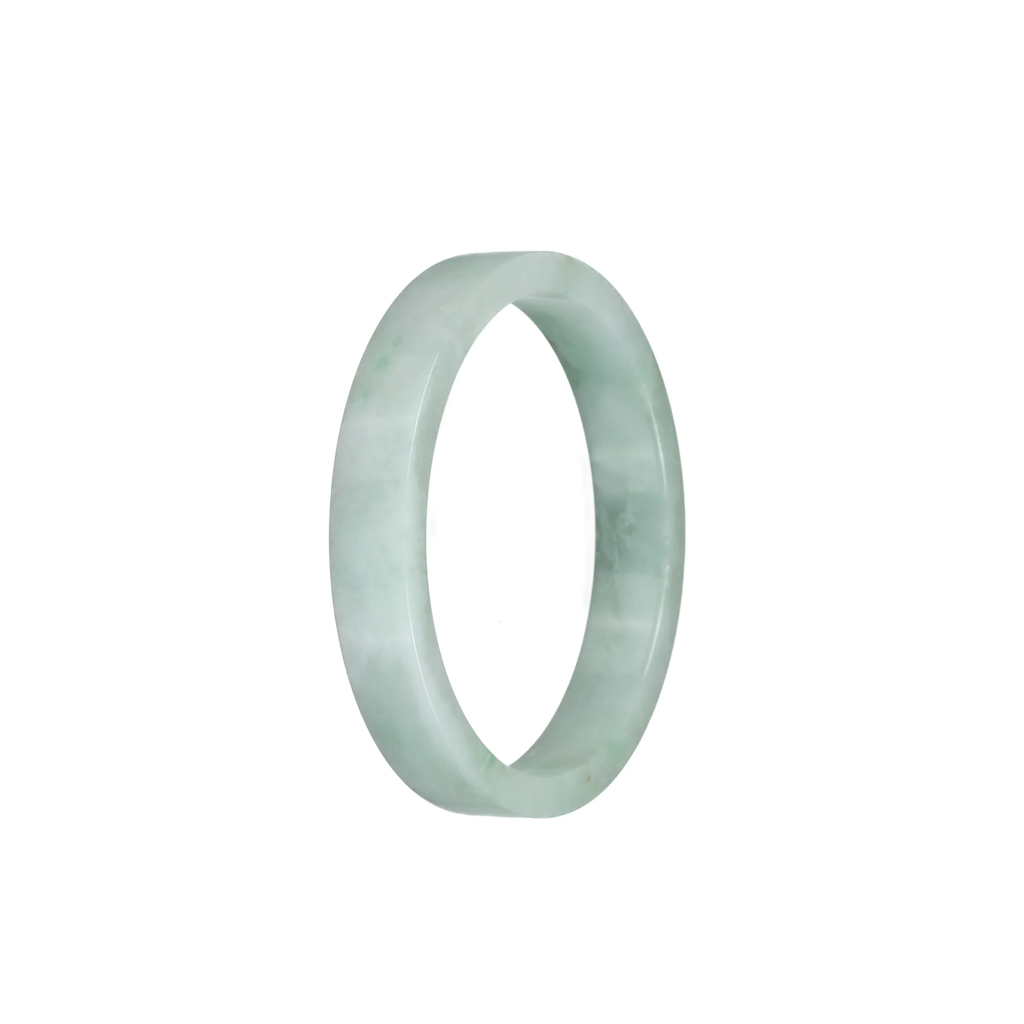 Authentic Type A Green Pattern Burma Jade Bangle - 52mm Flat - Image 2
